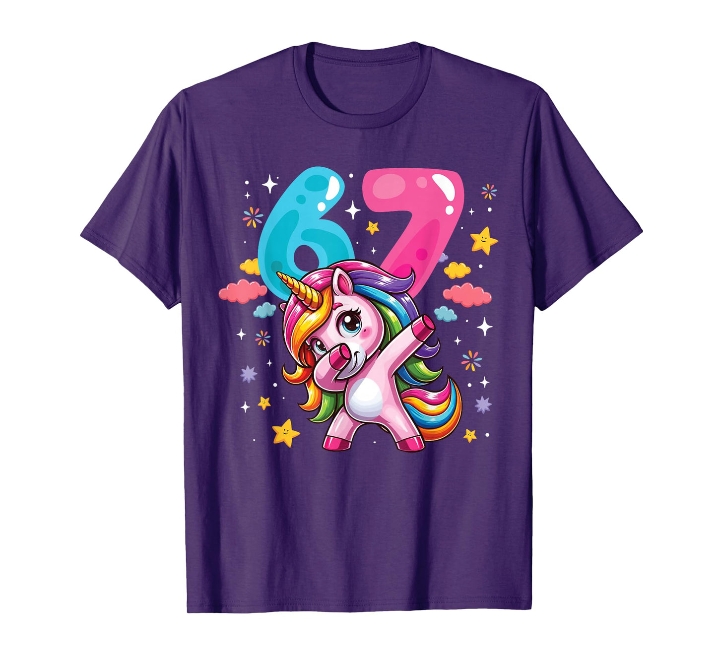 67 Meme Unicorn for Girls Six Seven Meme Brainrot Funny Kids T-Shirt