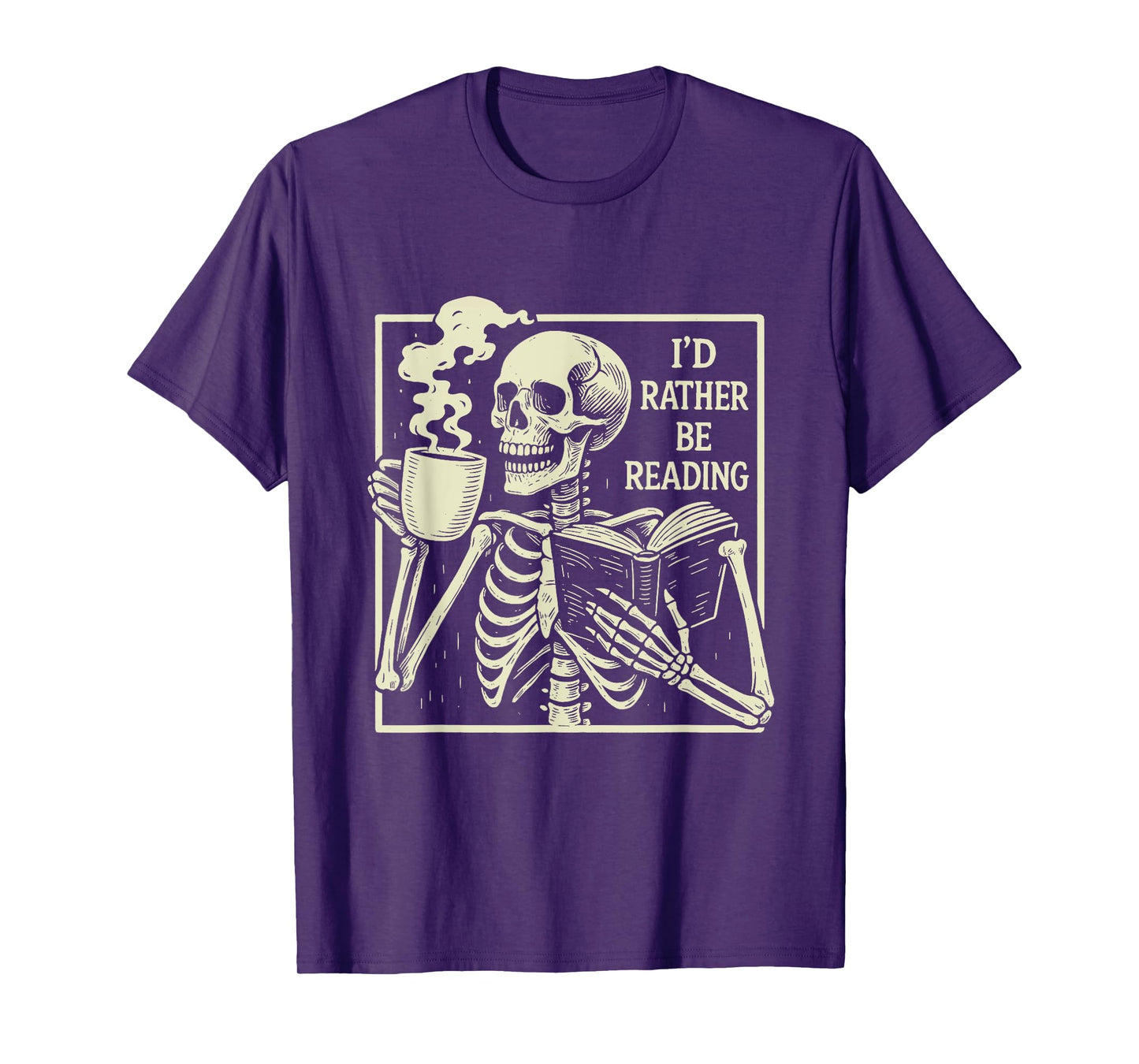 I'd Rather Be Reading Skeleton Reading Book Bookworm Teacher T-Shirt