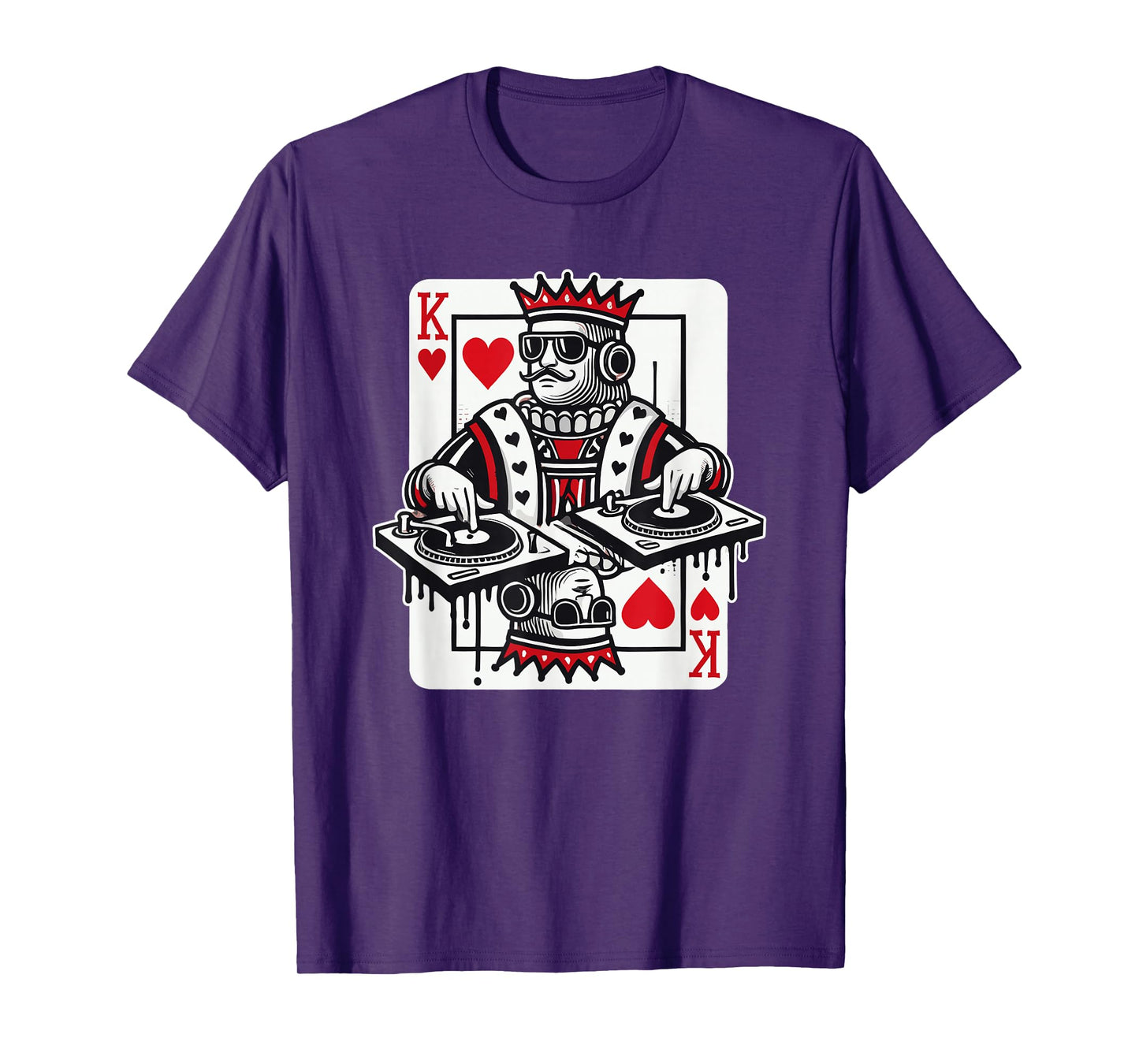 King Card Hearts Clubbing Disco Techno Outfit DJ King Card T-Shirt