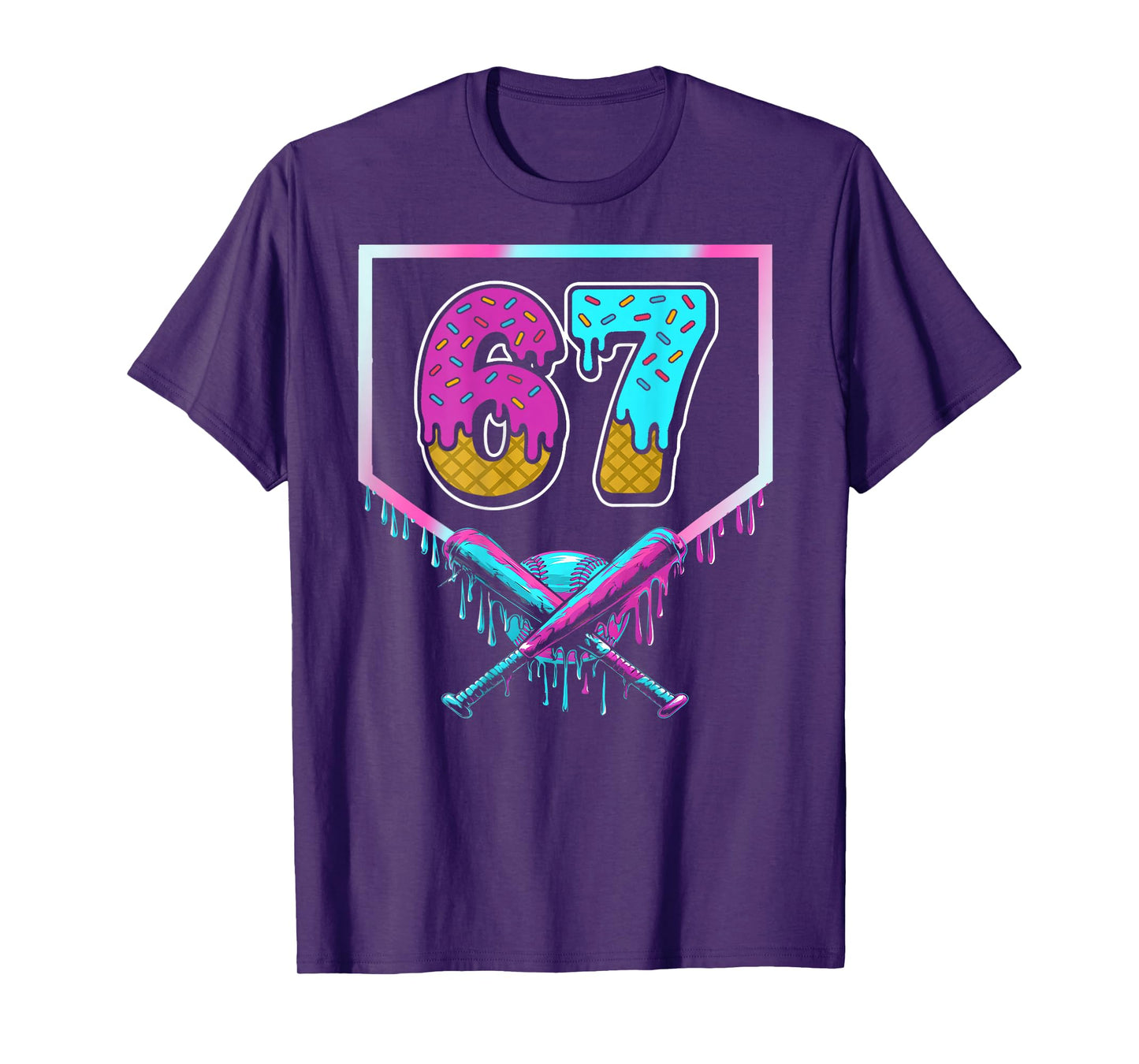 Six Seven Ice Cream Drip Sport 67 Fun Mason Meme (On Back) T-Shirt