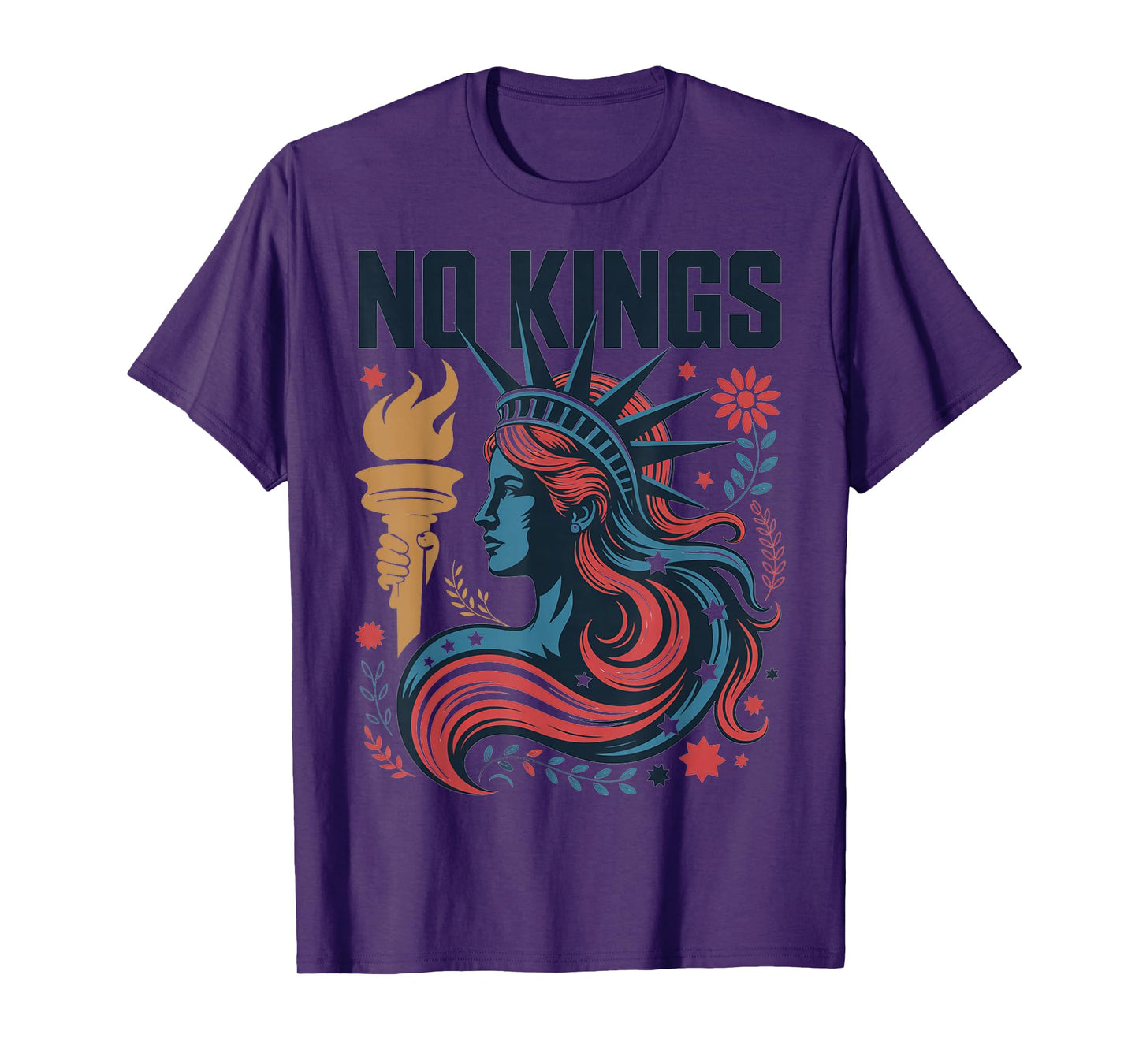 No Kings Retro Patriotic Woman Liberty Art Design T-Shirt