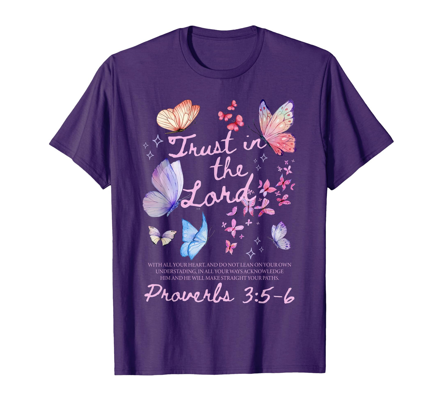 Trust in The Lord Religious Butterfly Christian Faith Jesus T-Shirt