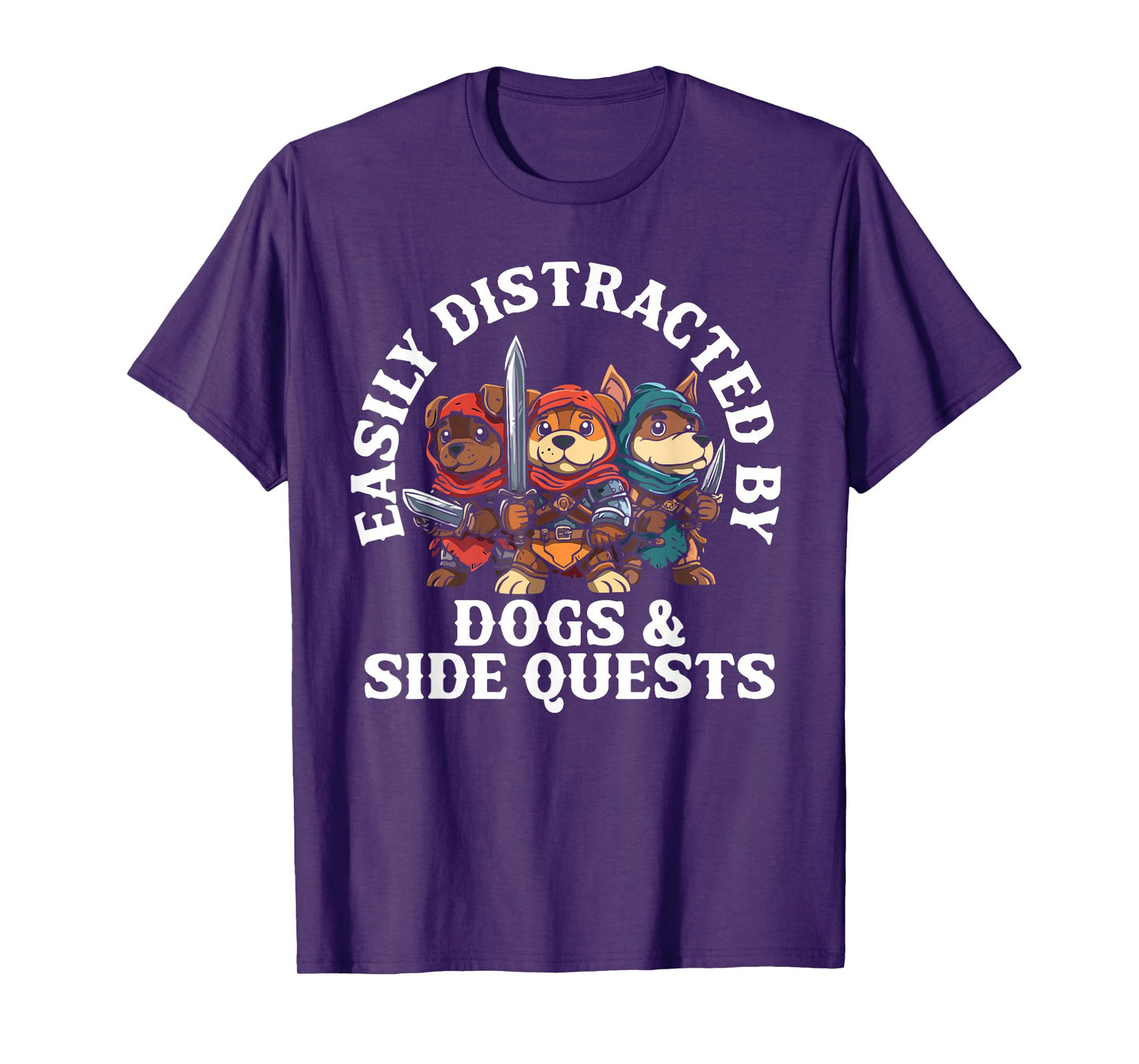 RPG Gamer Dog Distraction During Side Quest Nerdy T-Shirt