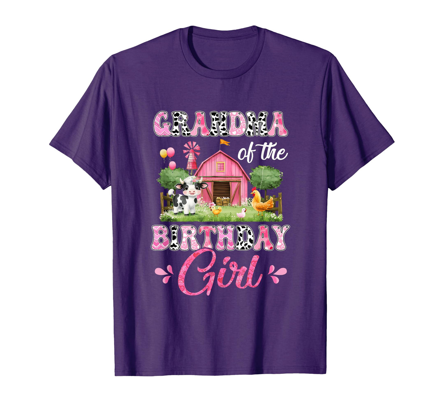 Grandma Of The Birthday Girl 1St Birthday Cow Farm Family T-Shirt