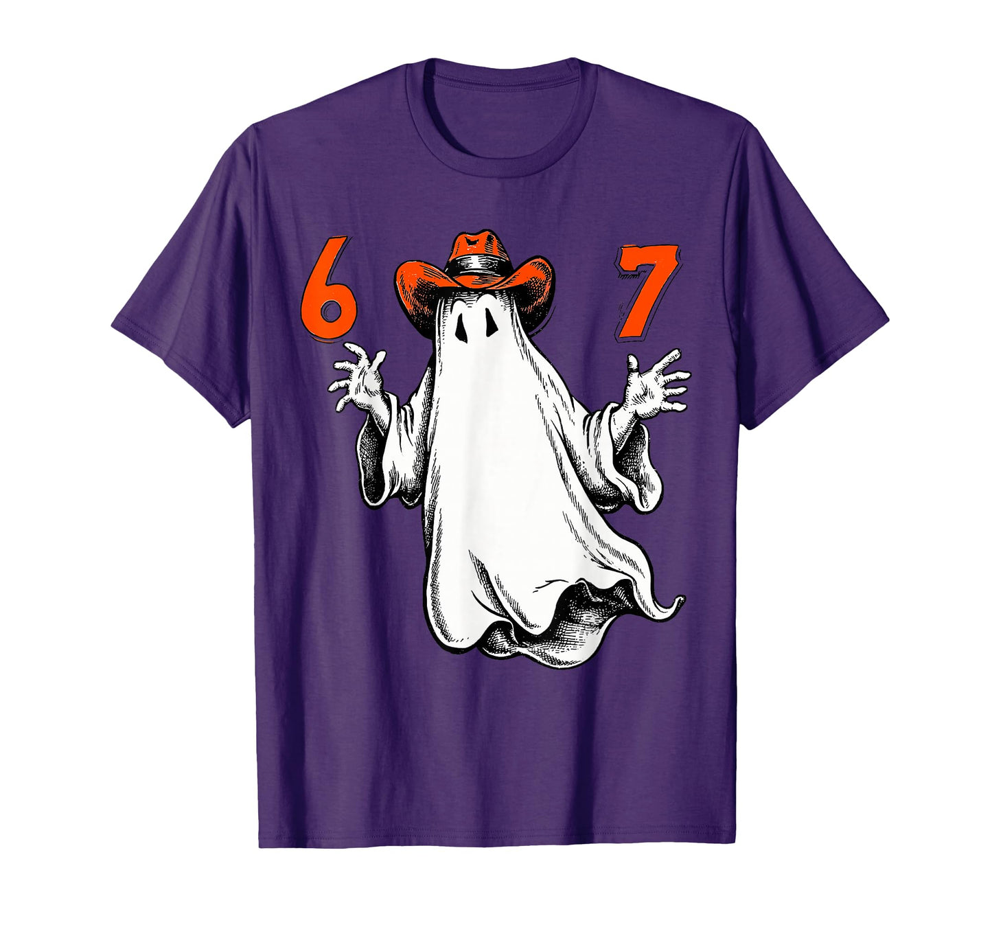 Spooky Ghost Number 67 Halloween Haunted Six Seven 6 7 Meme T-Shirt