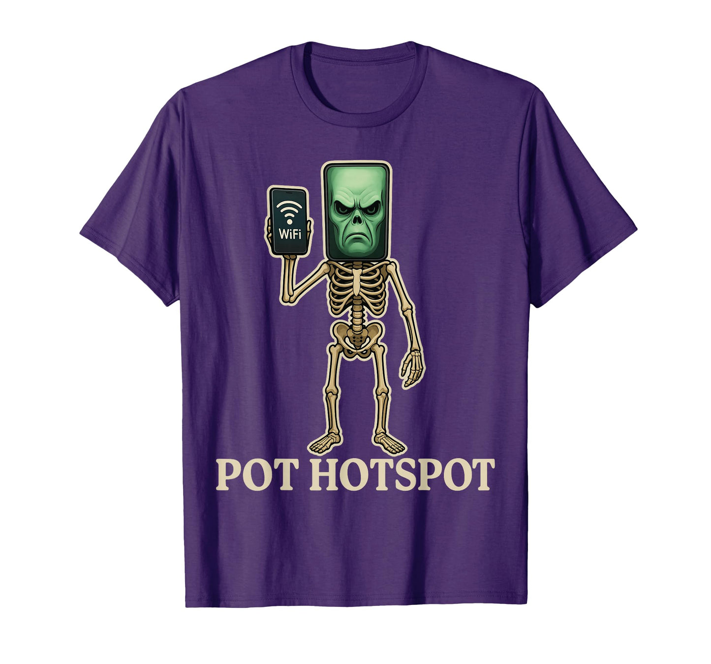 Pot Hotspot - Funny Halloween Brainrot Skeleton Kids Meme T-Shirt