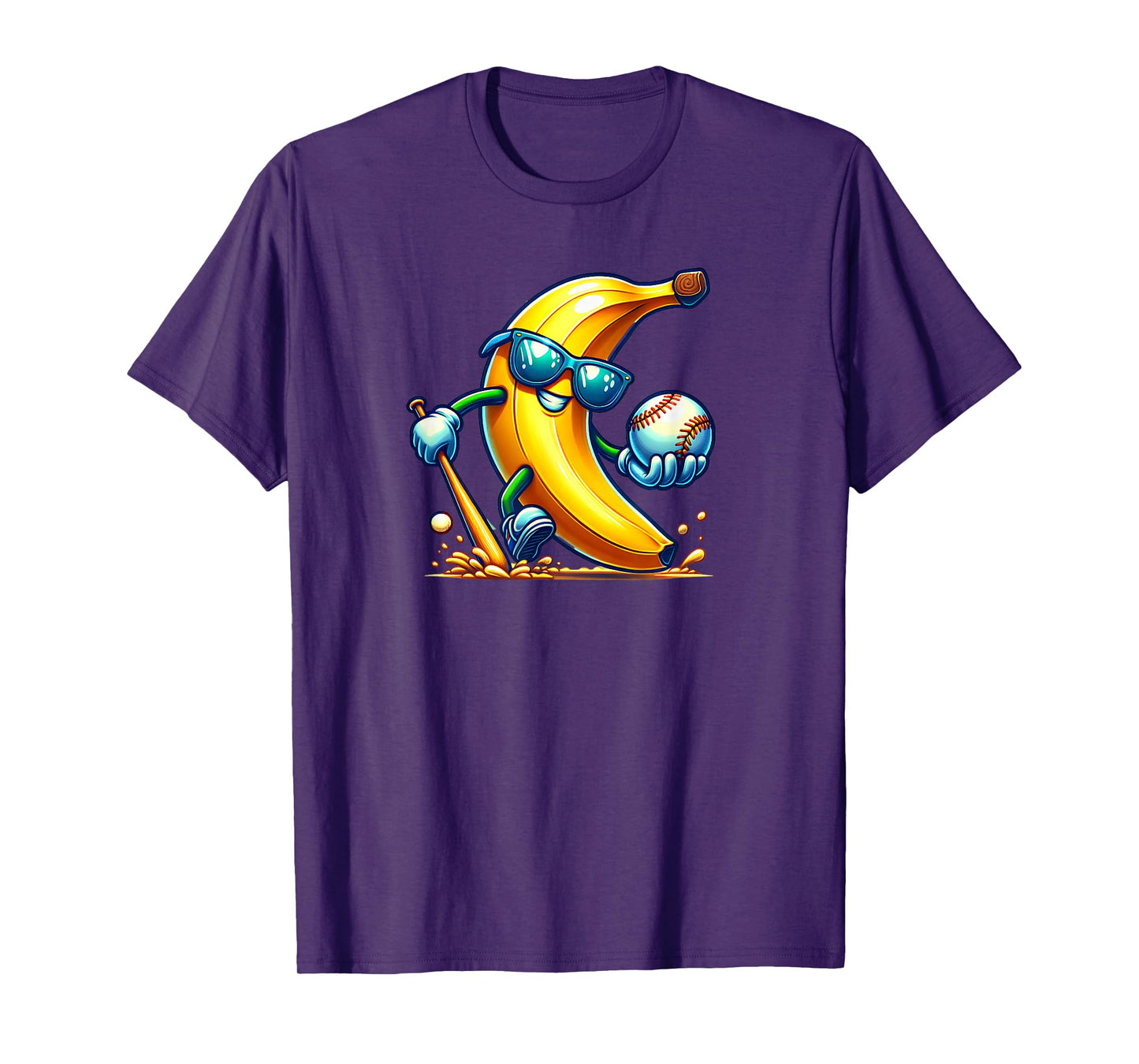 Banana Playing Baseball Fruit Lover Baseball Player T-Shirt