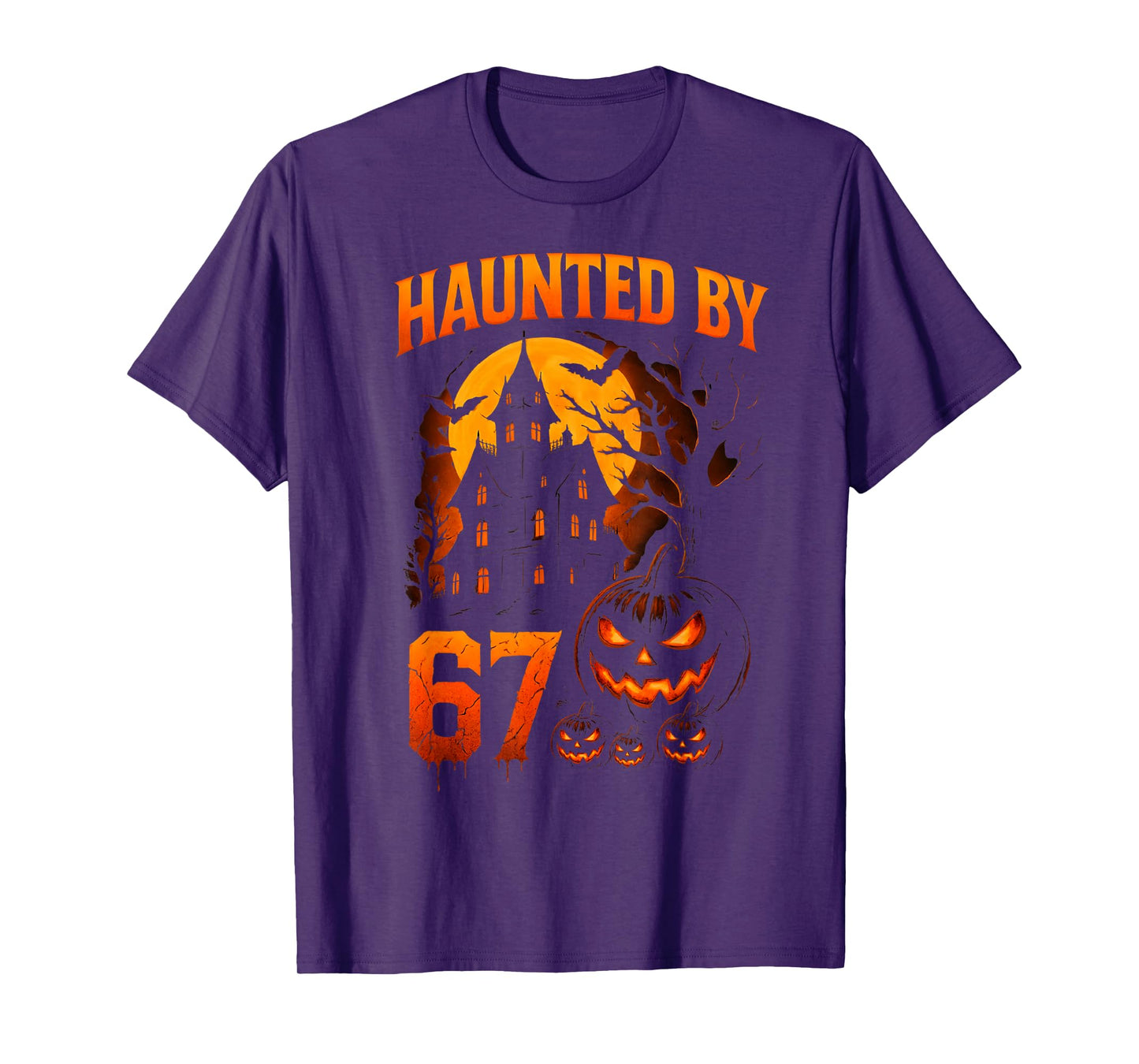 Funny 67 Meme Halloween Haunted Spooky Six Seven Pumpkin T-Shirt
