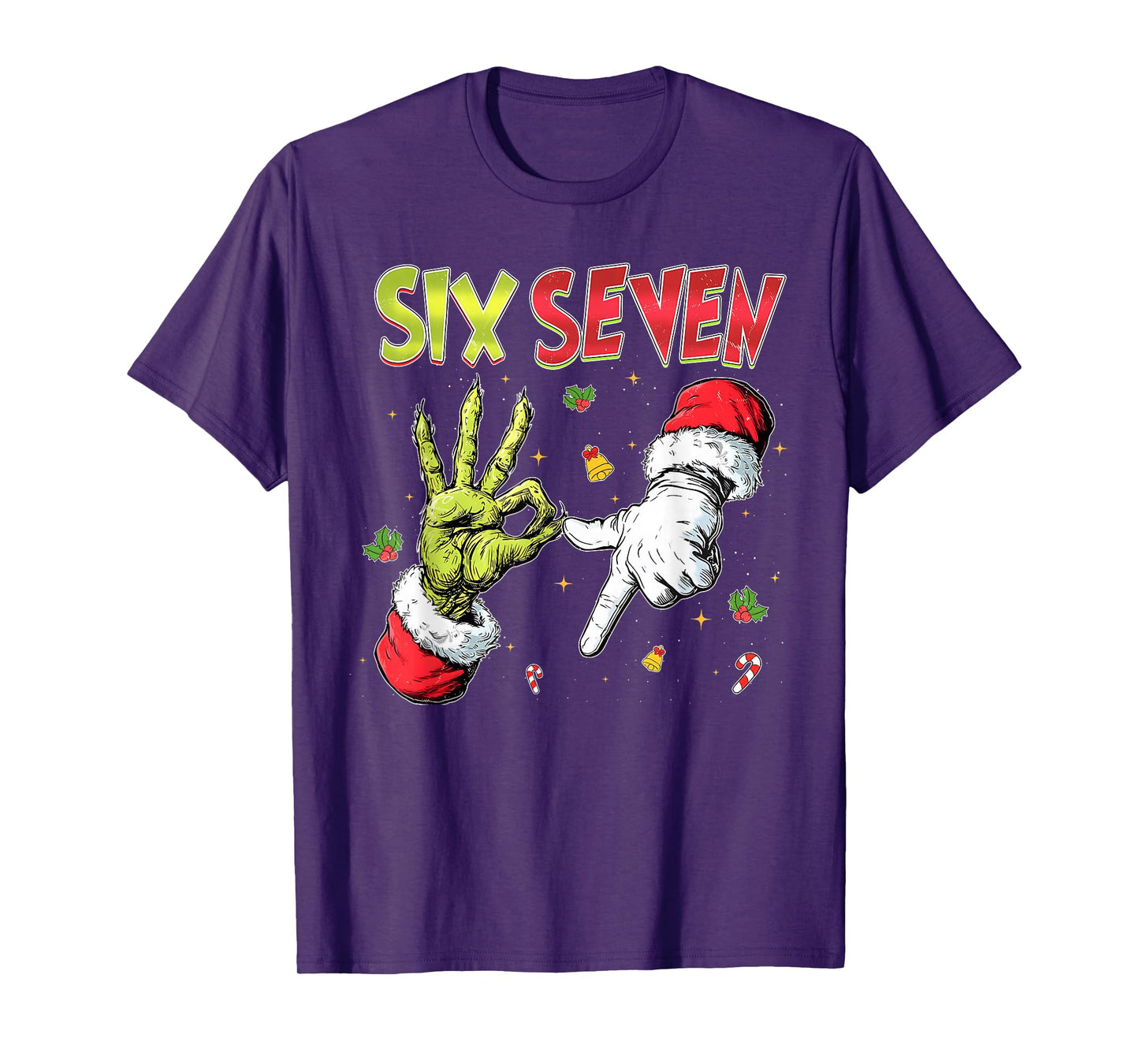 6 7 Six Seven Hand Gen Z Alpha Meme Slang Xmas Christmas T-Shirt