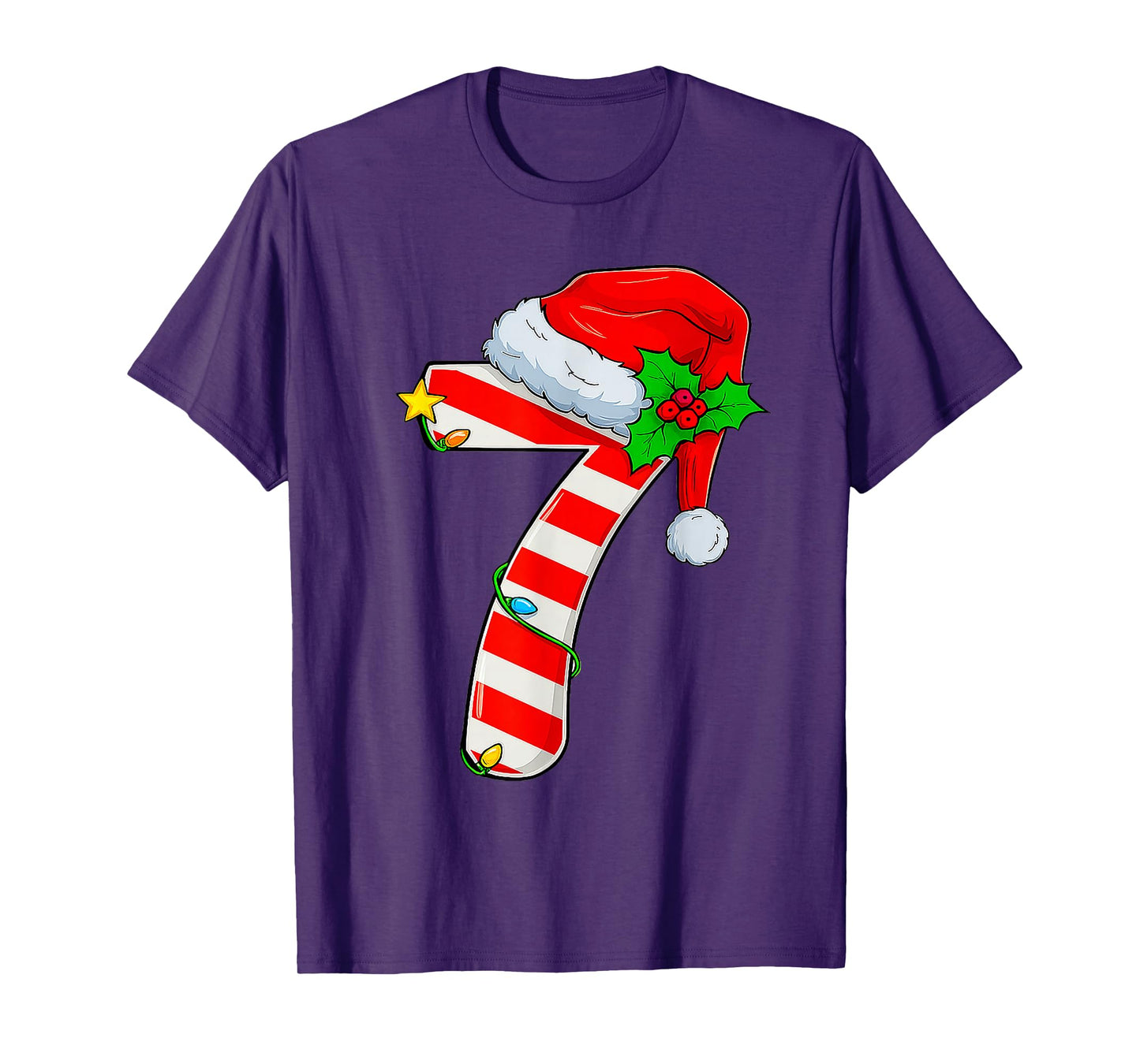 Fun Six Seven 6 7 Meme Candy Cane Lights Santa Christmas T-Shirt