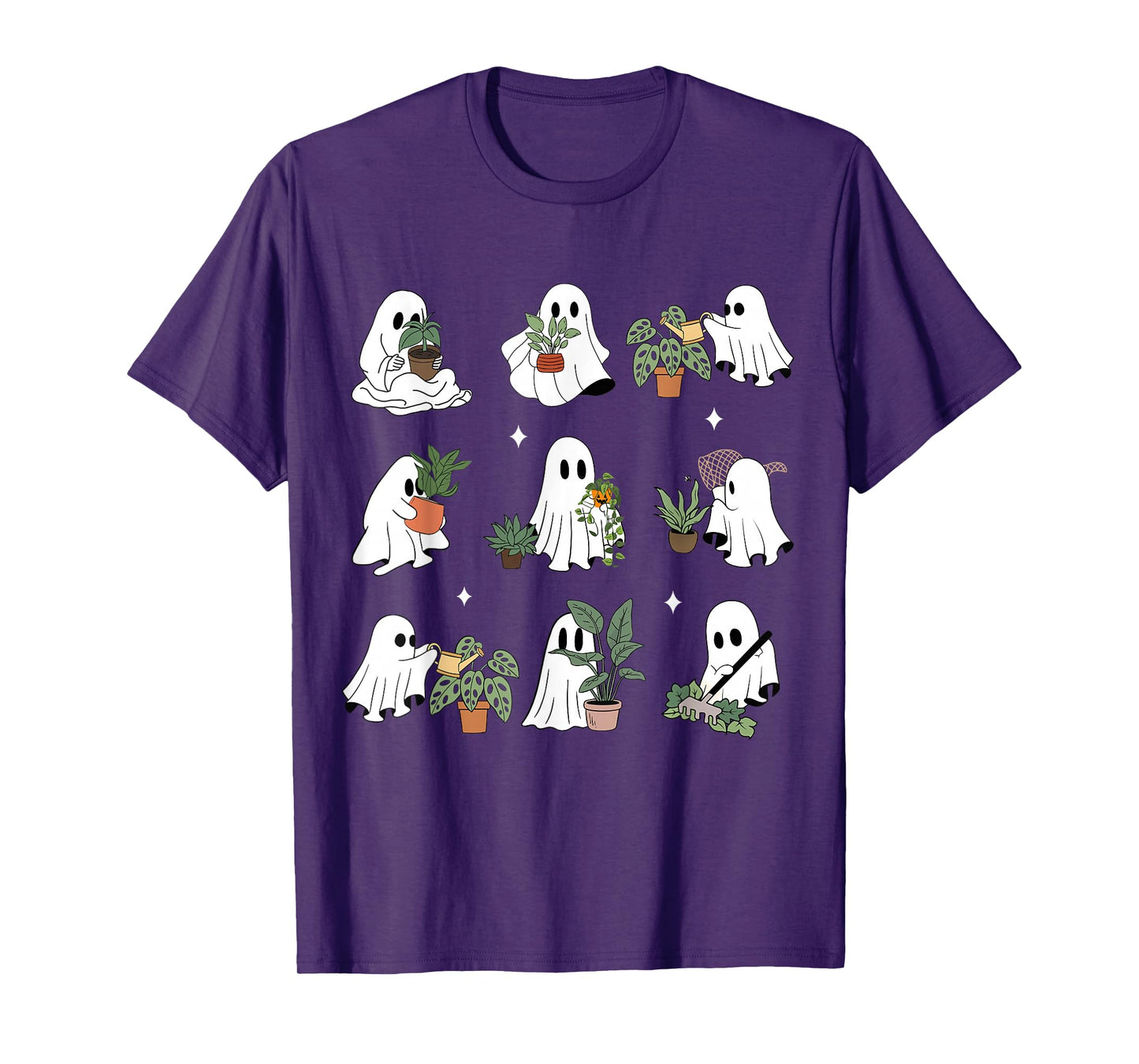Ghost Plant Lady Retro Halloween Plants Spooky Mom Women T-Shirt