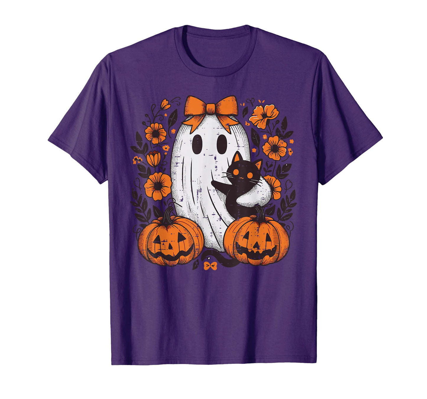 Halloween Ghost Black Cat Fall Season Women Girl Kid Toddler T-Shirt