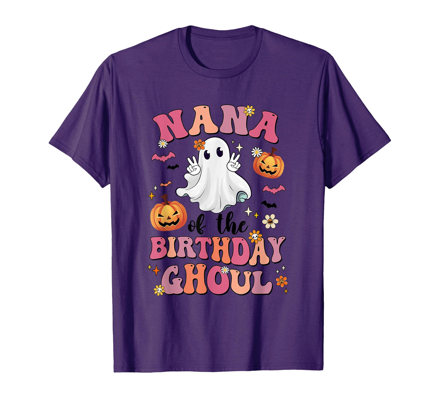 Nana Of The Birthday Ghoul Halloween Bday Boys Girls Ghost T-Shirt