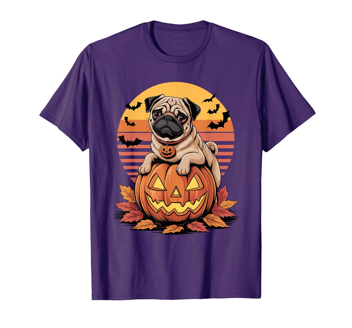 Halloween Retro Pug Pugs T-Shirt