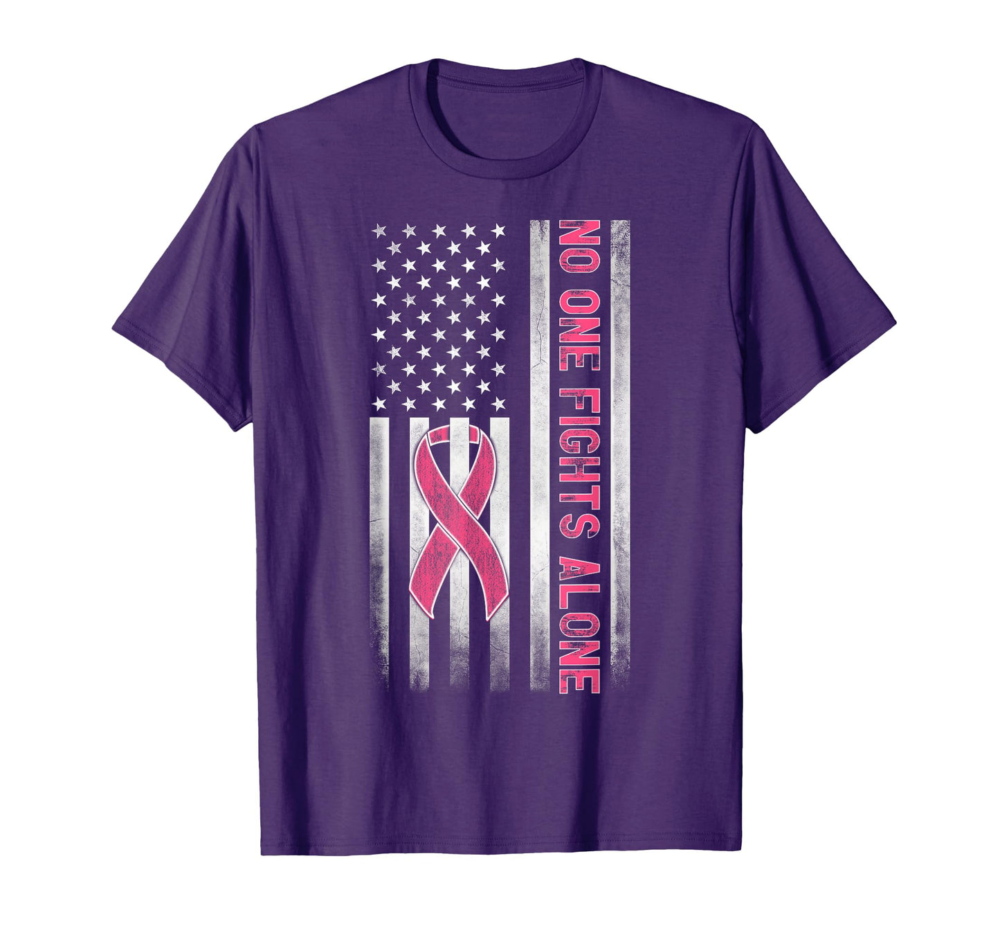 Pink Color Graphic Tees No One Fights Breast Cancer Alone T-Shirt