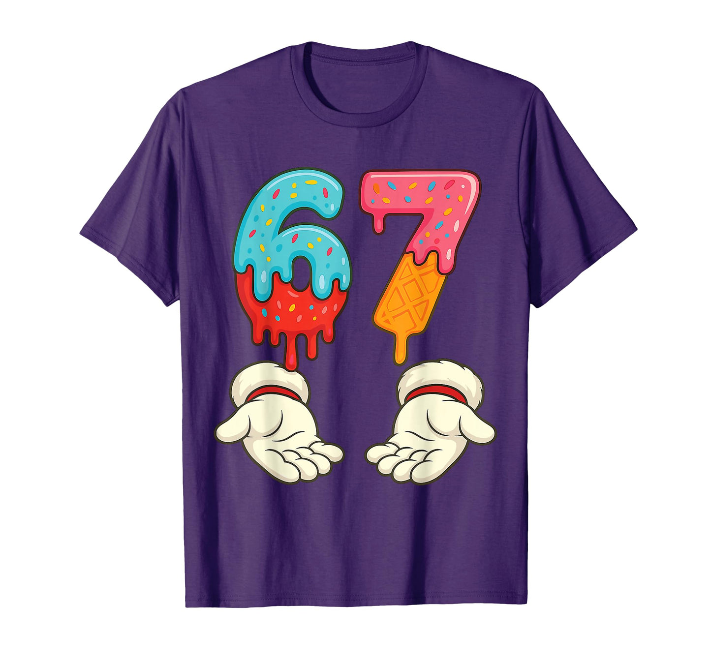 Funny Six Seven 6 7 Meme Christmas Ice Cream Drip Xmas Santa T-Shirt