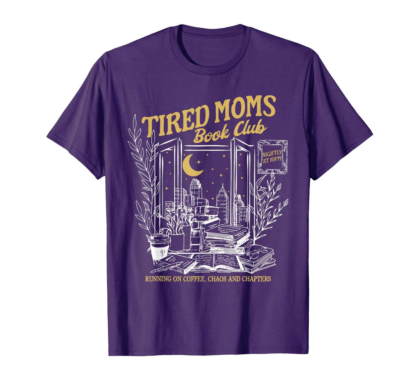 Retro Tired Moms Book Club Bookish Booktrovert Mother's Day T-Shirt