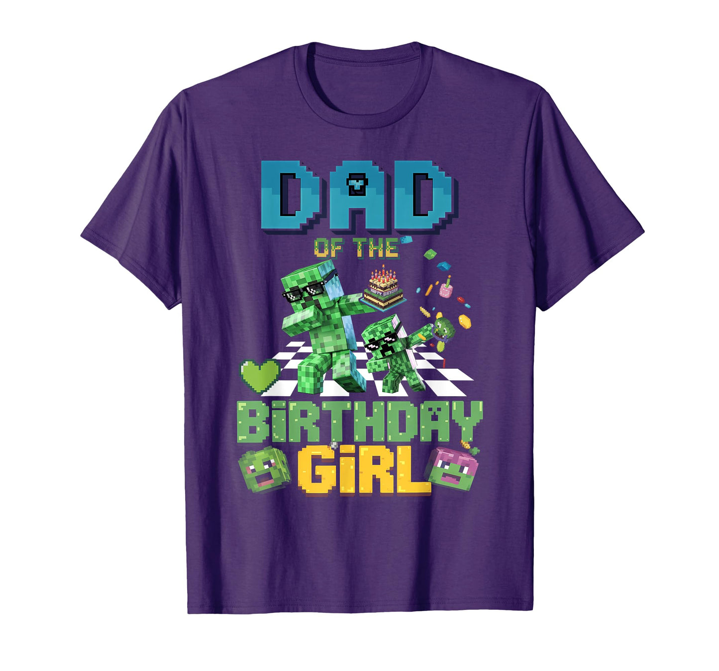 Dad of the Birthday Girl Funny Video Game Pixel T-Shirt