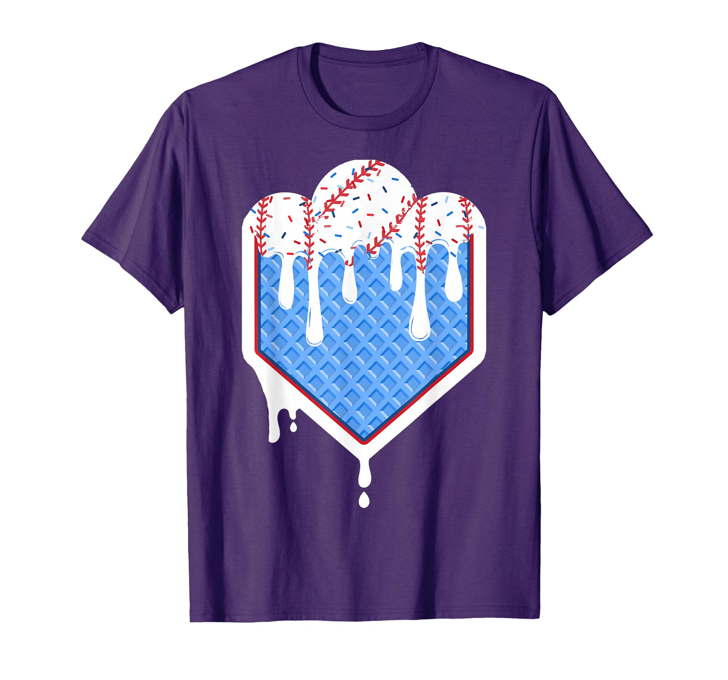 Baseball Drip Boy Ice Cream Sprinkle Youth Baseball Birthday T-Shirt