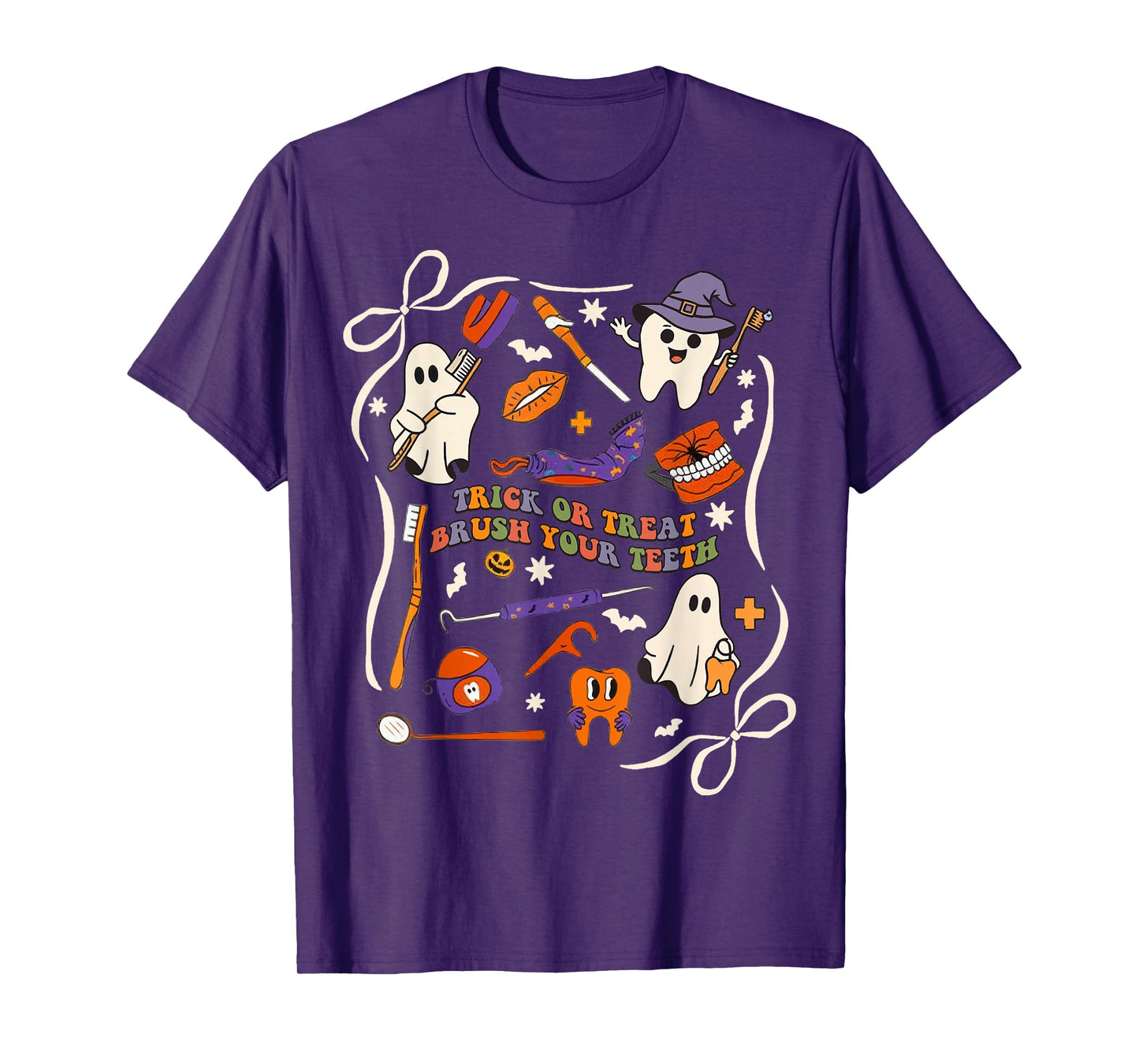 Trick Or Treat Brush Your Teeth Dentist Dental Halloween T-Shirt