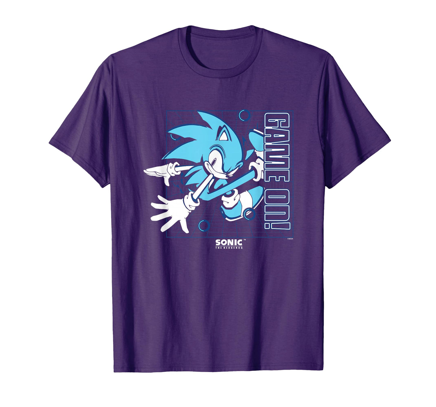 Sonic The Hedgehog Game On! Gold Rings Vintage Grid T-Shirt