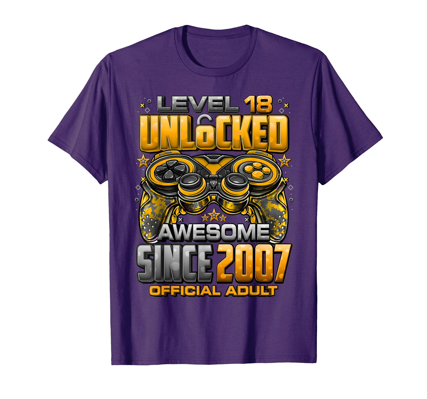 Level 18 Unlocked Awesome Since 2007 18th Birthday Gaming T-Shirt