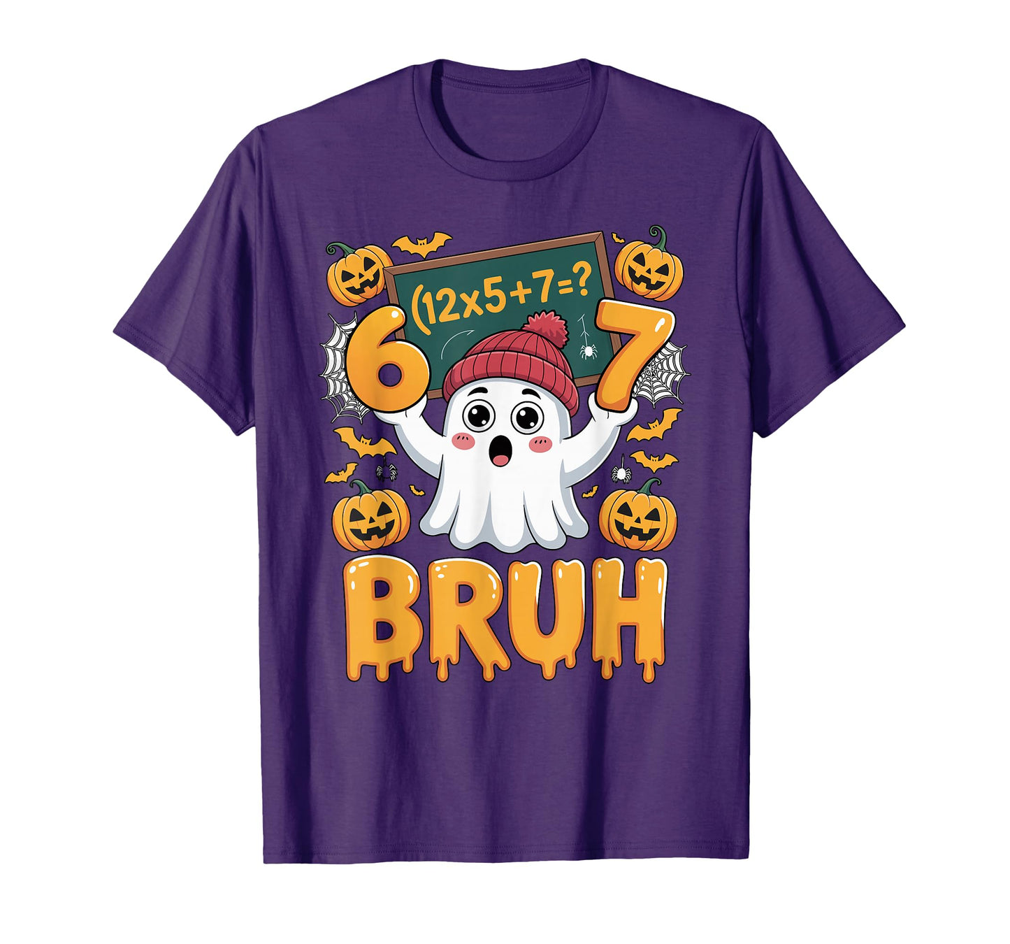 67 Teacher Halloween Ghost Six Seven Meme Math Humor Ghost T-Shirt