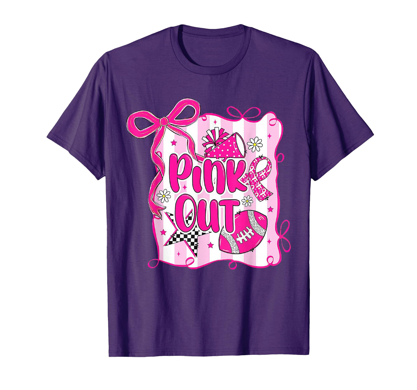 Football Pink Out Team Breast Cancer Awareness Month Womens T-Shirt