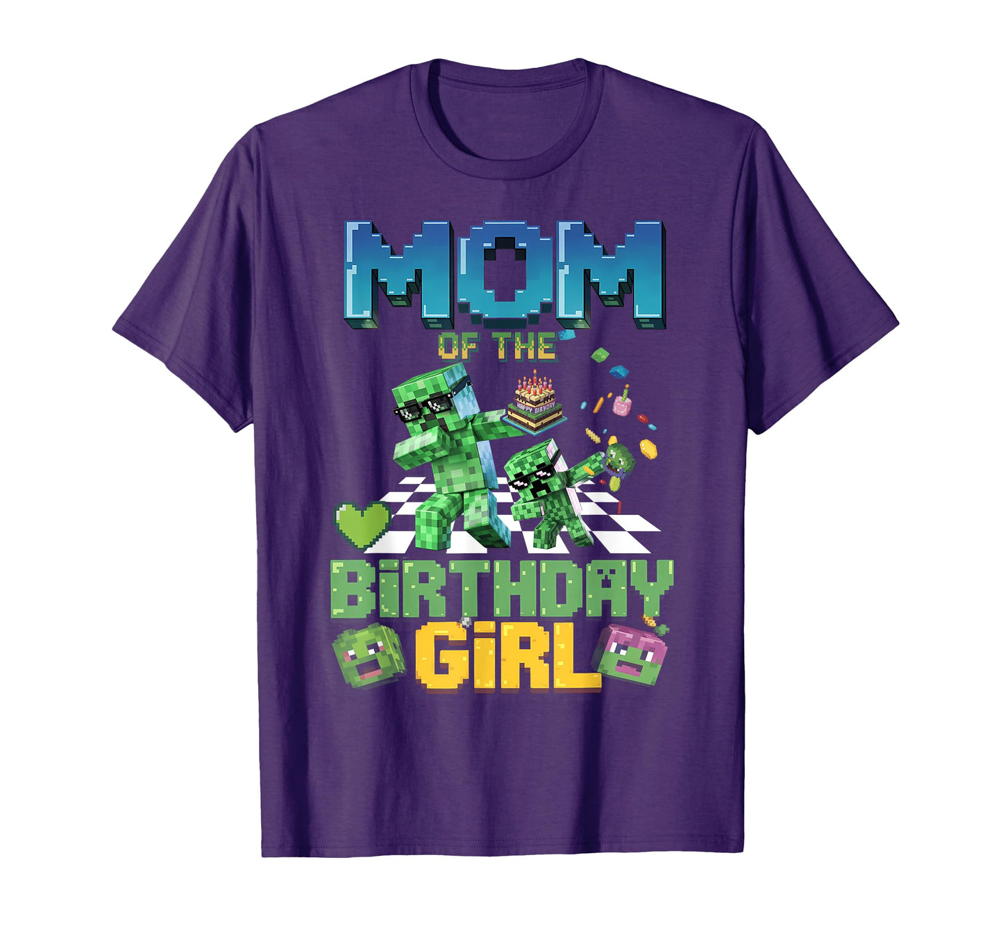 Mom of the Birthday Girl Funny Video Game Pixel Girl T-Shirt