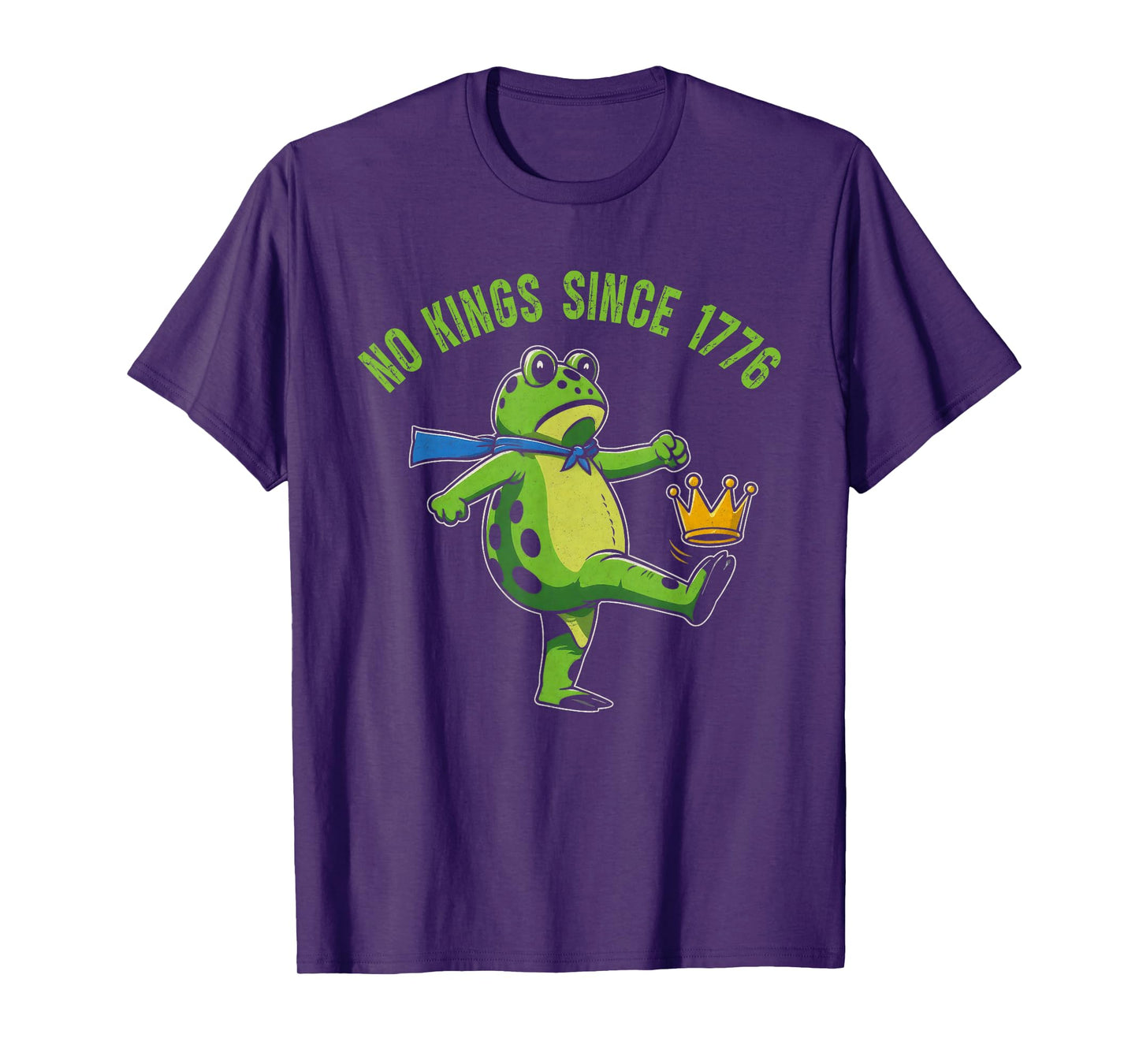 No Kings Since 1776 Portland Frog Kicking Crown Retro T-Shirt