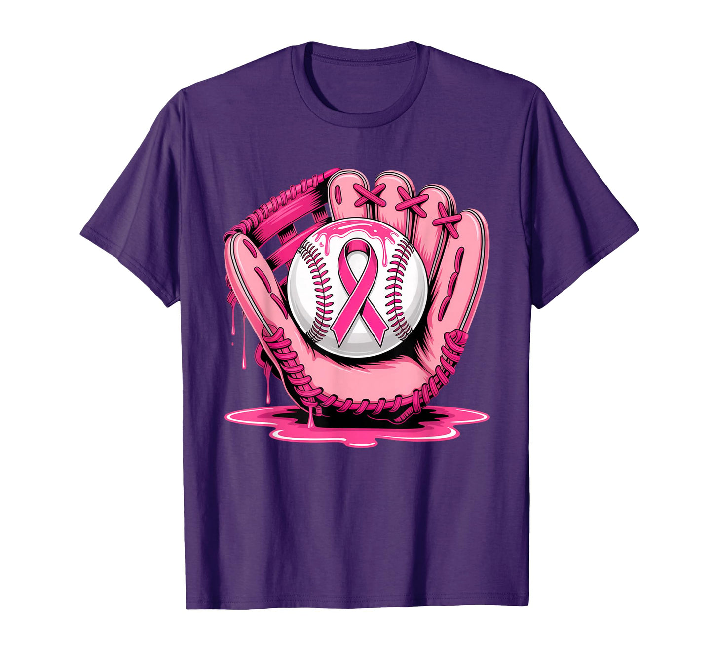 Baseball Drip Pink Breast Cancer Awareness Support Men Women T-Shirt