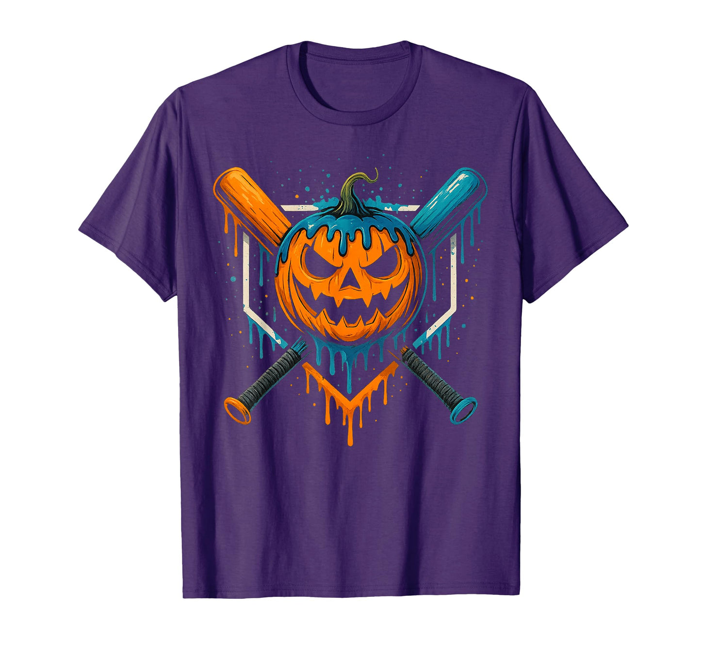 Pumpkin Halloween Baseball Ice Cream Drip Spooky Boys Youth T-Shirt