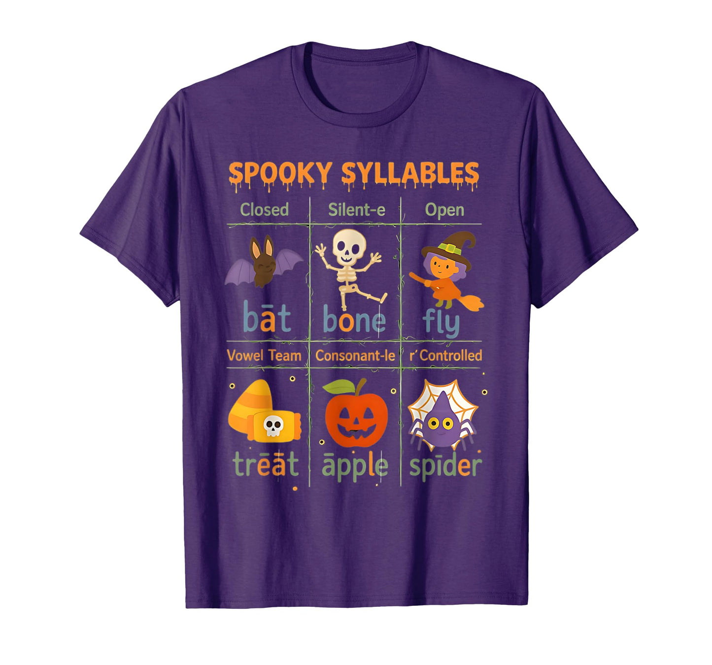 Spooky Syllables Teacher Funny Halloween Educational Kids T-Shirt
