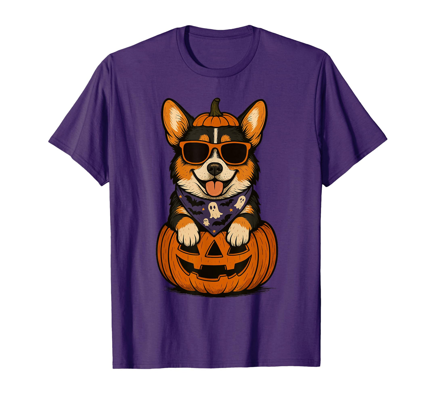 Spooky Tri Color Corgi Pumpkin Halloween Dog Lover T-Shirt