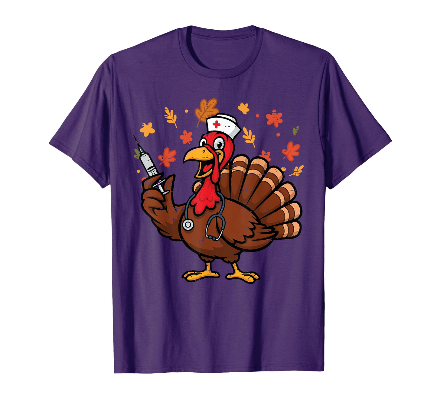 Thanksgiving Turkey Nurse Syringe Fall Scrub Top Women Men T-Shirt