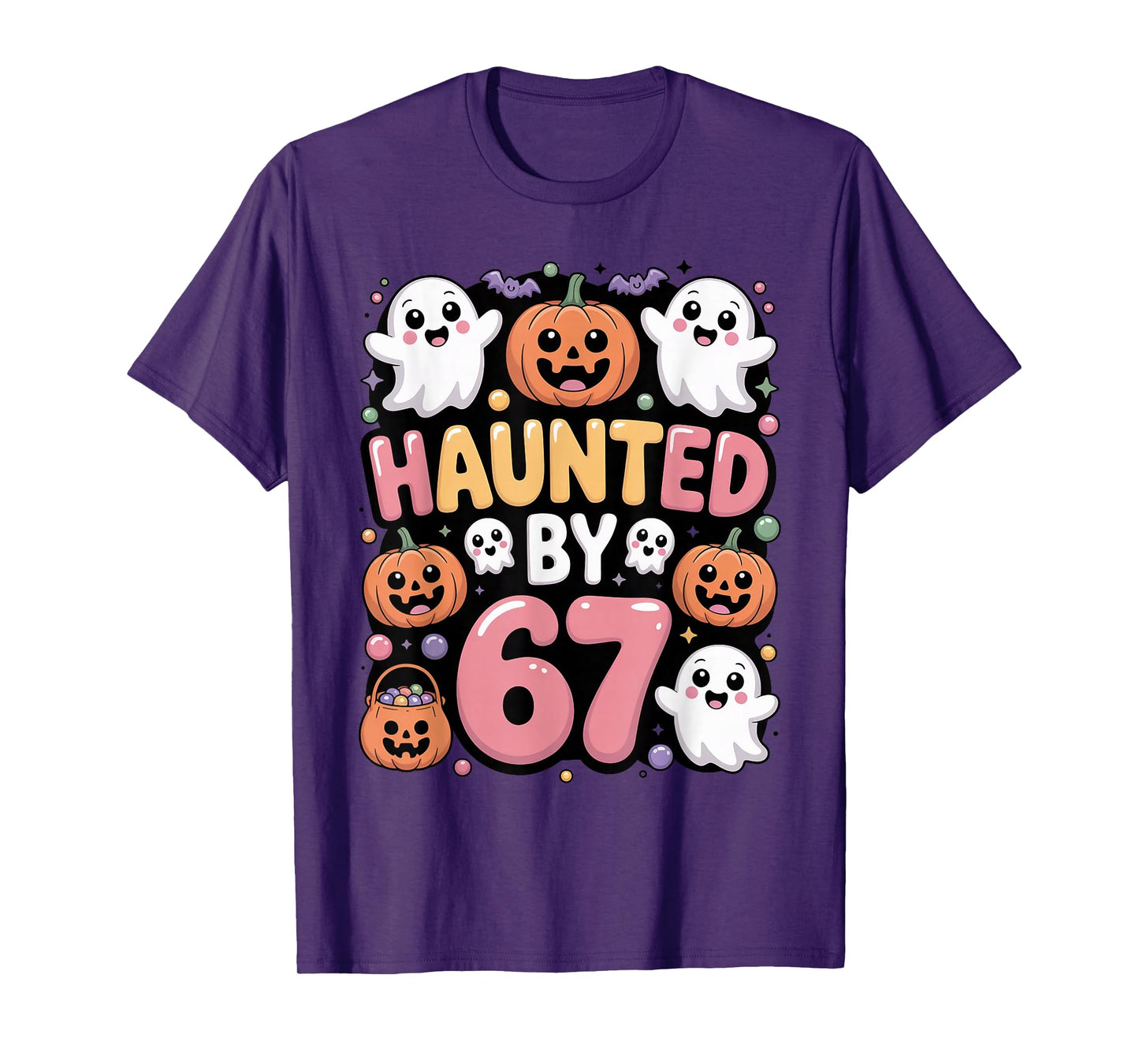 Haunted by 6 7 Funny Cute Kawaii Ghost Spooky Halloween T-Shirt
