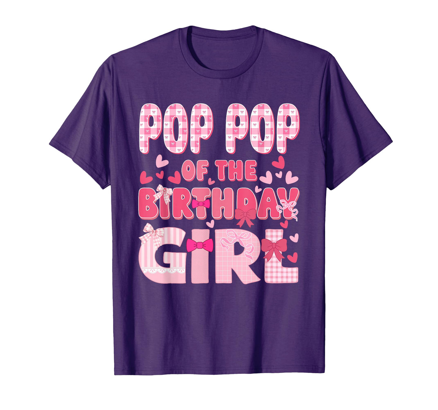 Pop Pop of The Birthday Girl Family Pink Coquette Bow T-Shirt