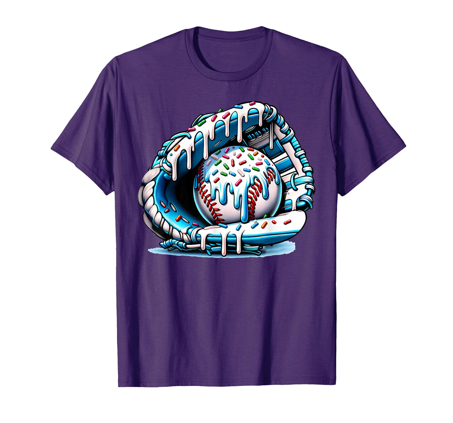 Baseball Drip Ice Cream Sprinkles Baseball Glove T-Shirt