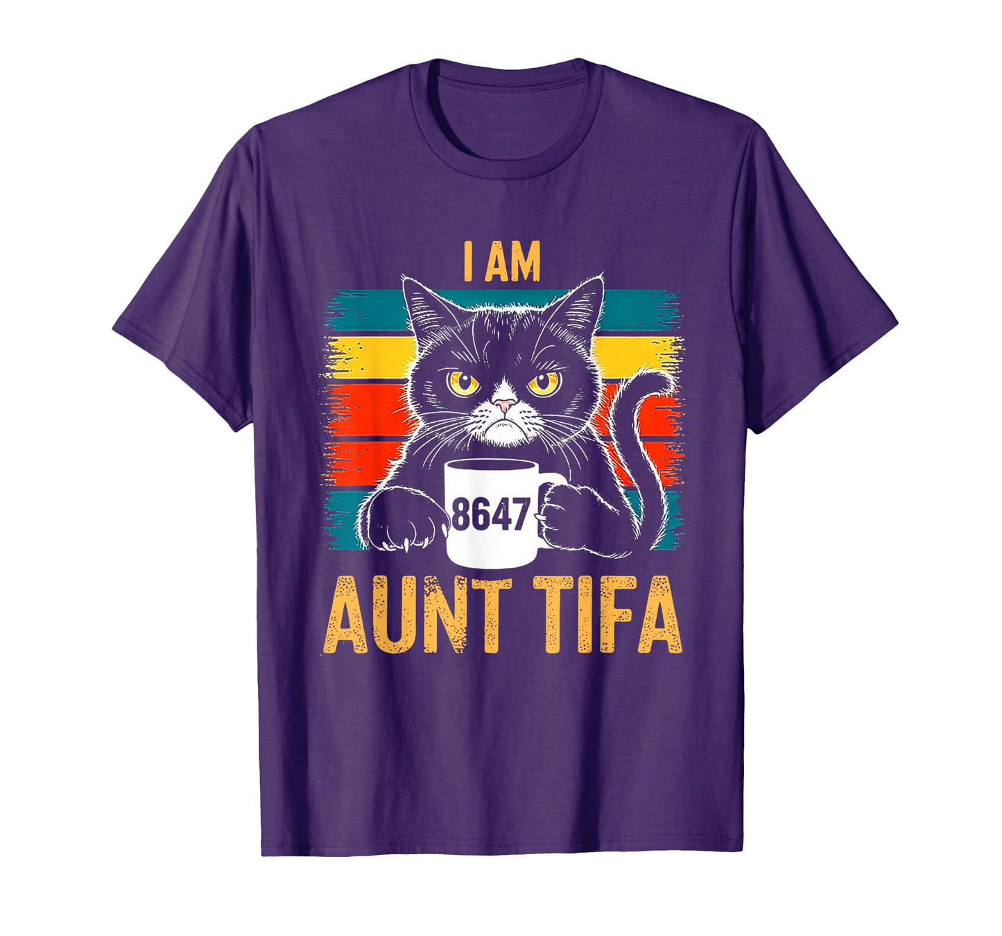 Retro I Am Aunt Tifa Cat 86 47 Vintage Coffee Cat 8647 T-Shirt