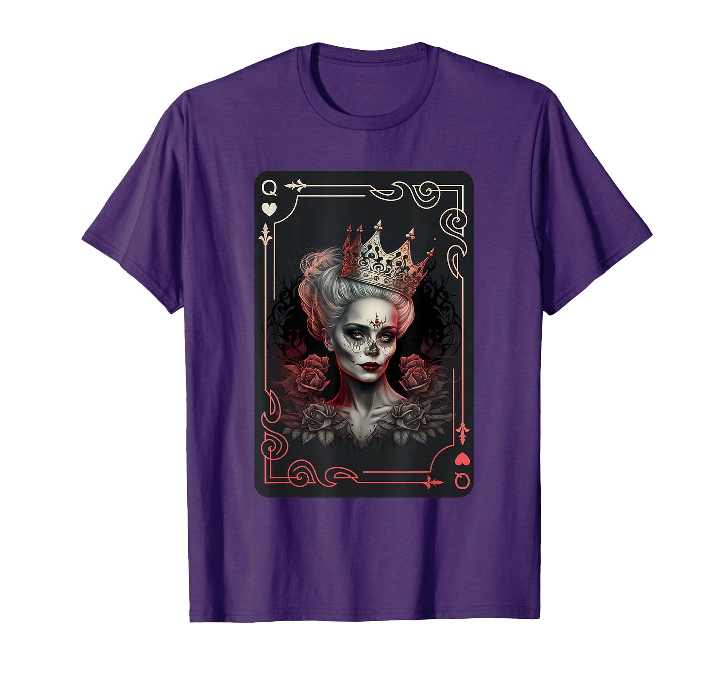Queen of Hearts Gothic Poker Card Game Halloween Creepy T-Shirt