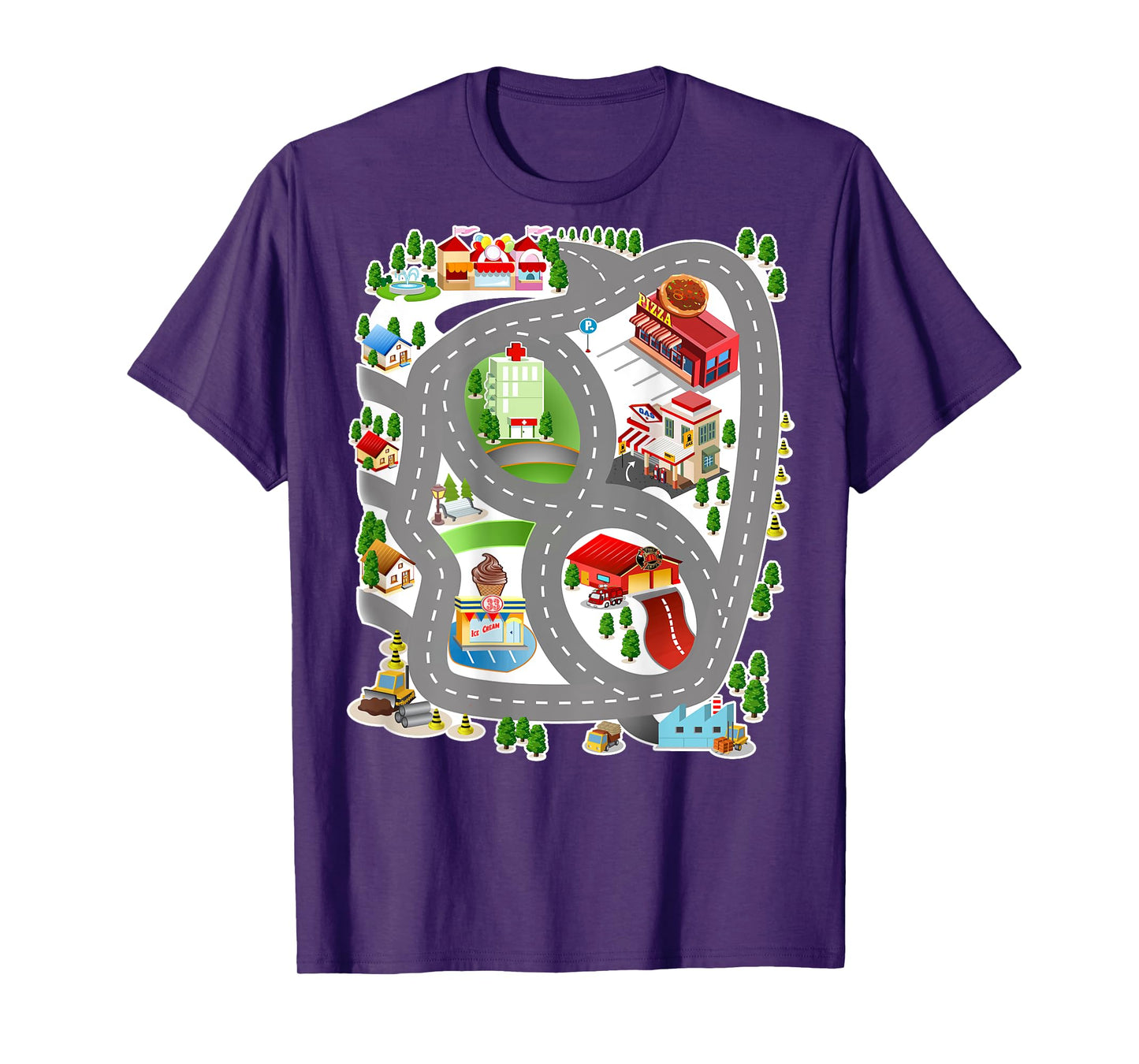 Play Mat Road Map Play City Roads Massage Race Track T-Shirt