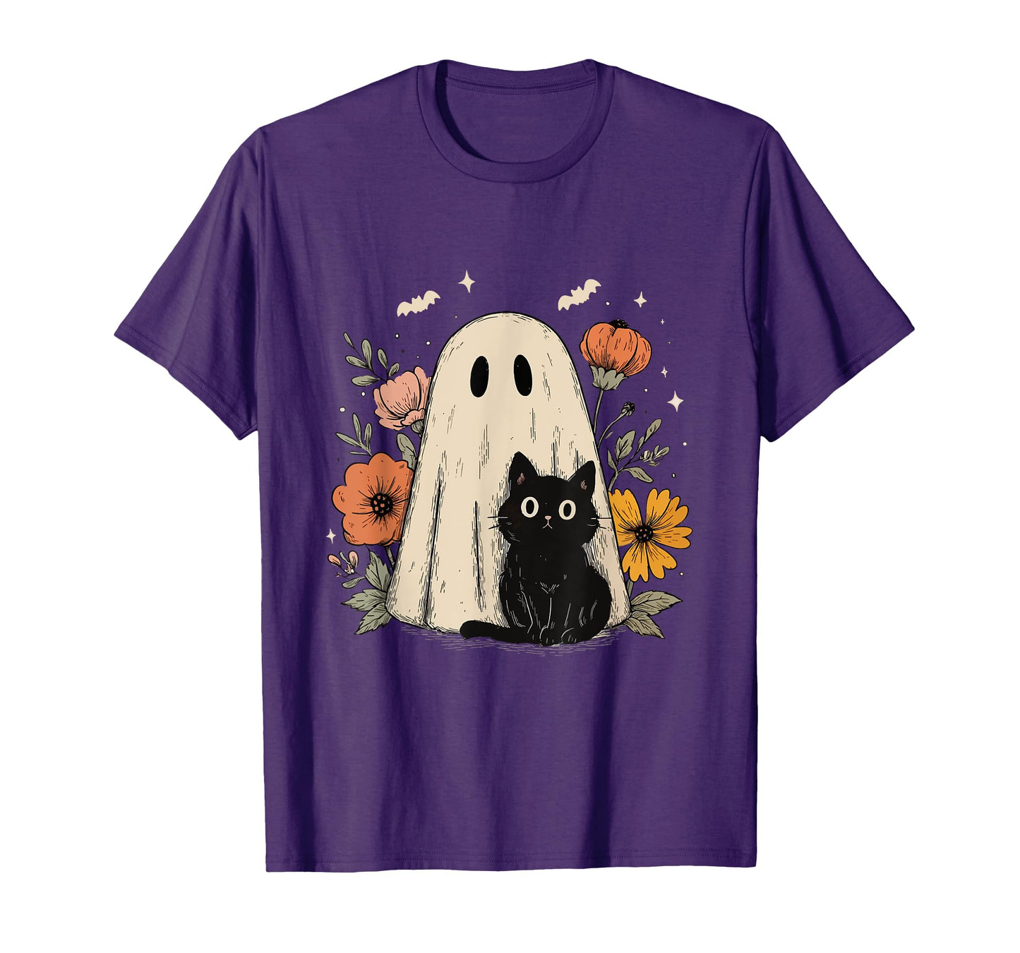 Halloween Shirt Floral Ghost Halloween Costume Girls Women T-Shirt