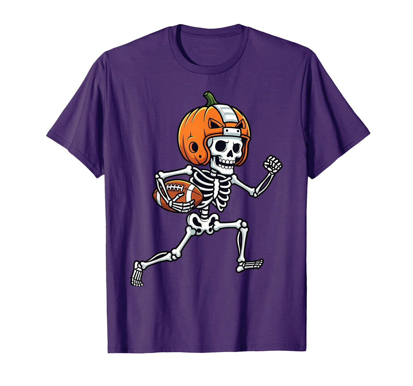 Skeleton American Football Player Spooky Sports Graphic Kids T-Shirt