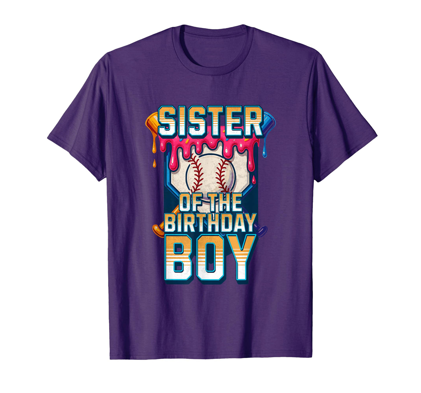 Sister Of The Birthday Boy Baseball Ice Cream Drip Matching T-Shirt