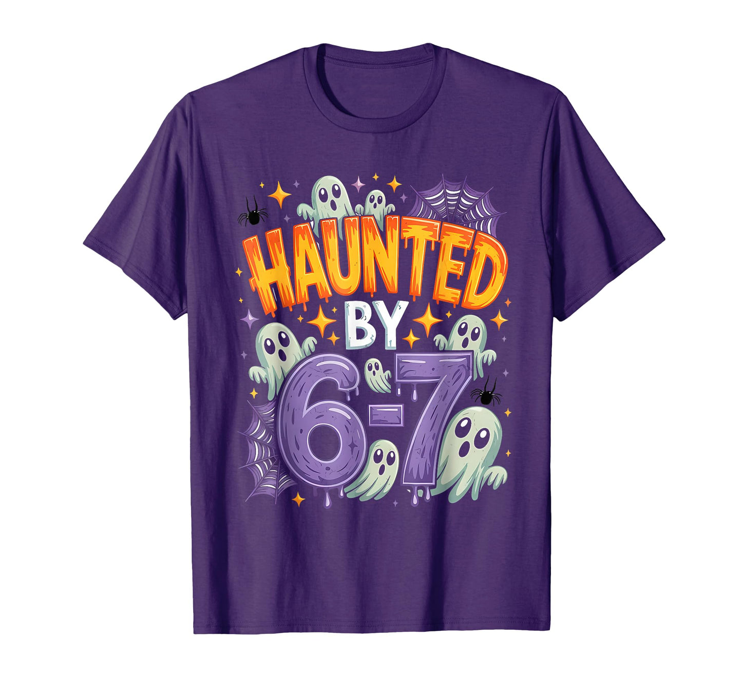 Purple Haunted by 67 Funny Halloween Ghost Spider Horror T-Shirt
