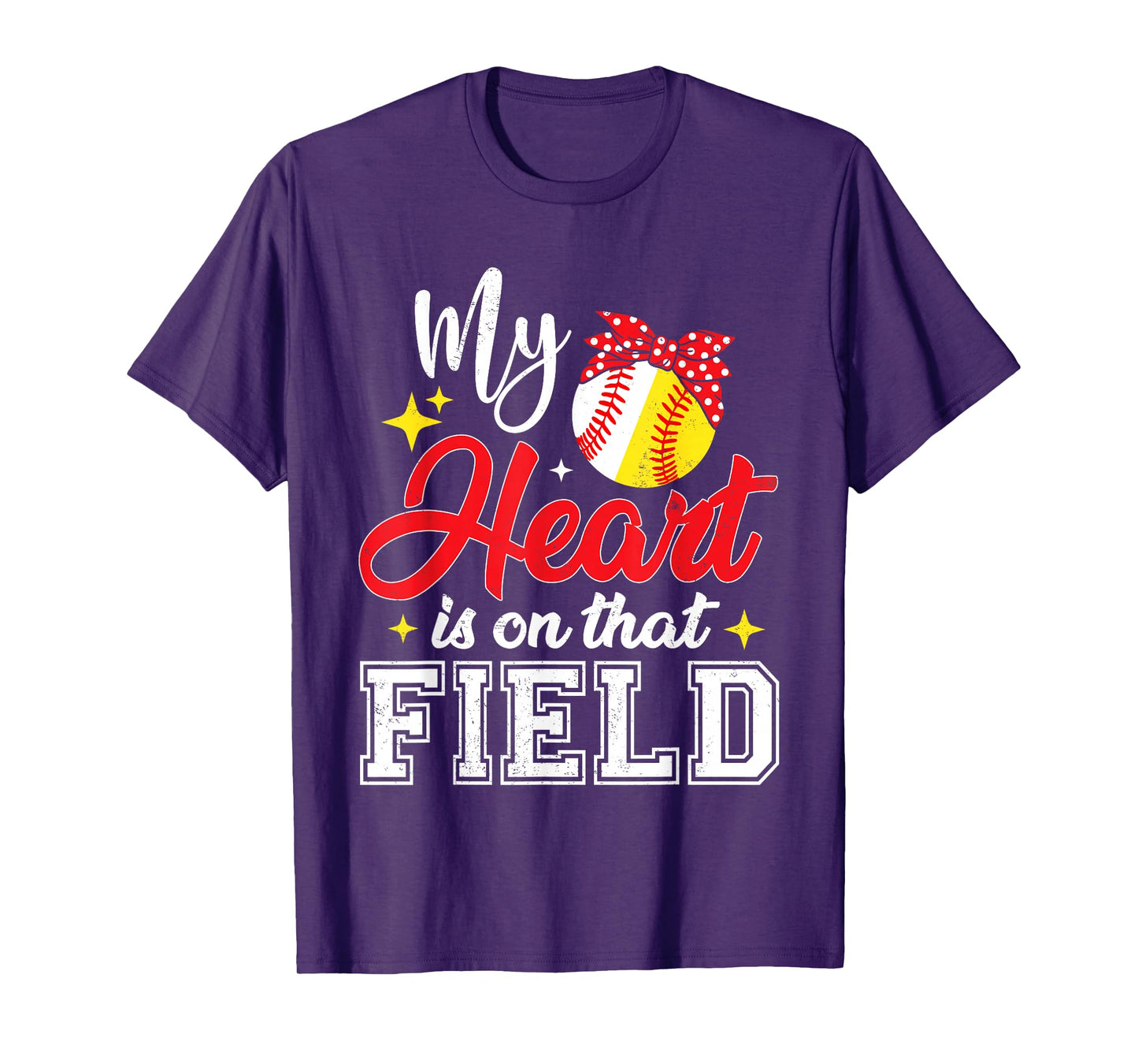 My Heart is on That Field Baseball Softball Mom Mothers Day T-Shirt