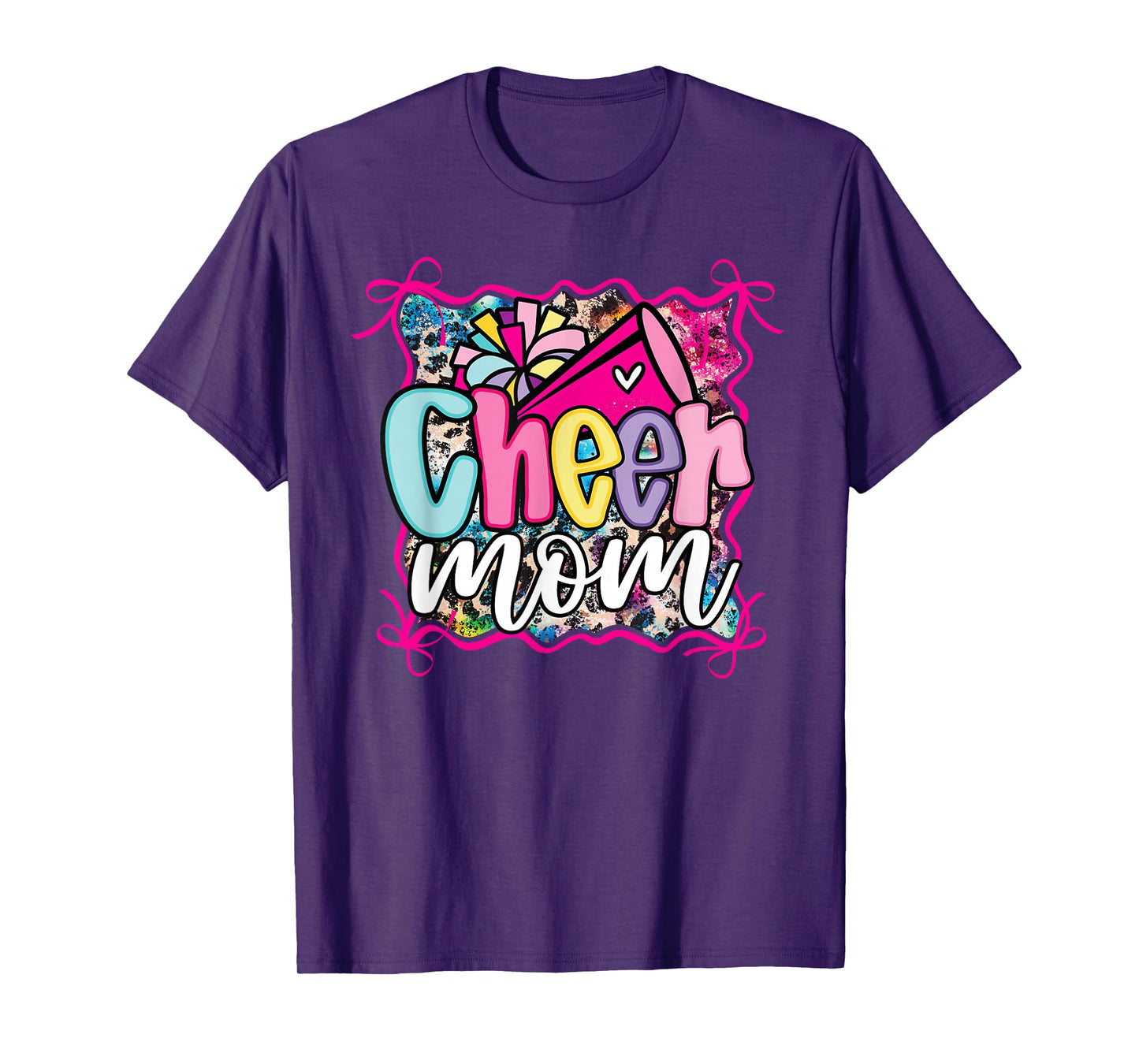 Pink Coquette Cheer Mom Mama Cheerleading Pom Megaphone Bow T-Shirt