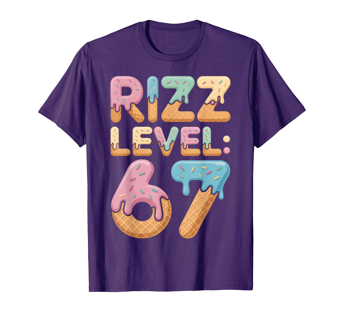 Rizz Level 67 Meme Shirt Ice Cream Drip Meme Six Seven 6 7 T-Shirt
