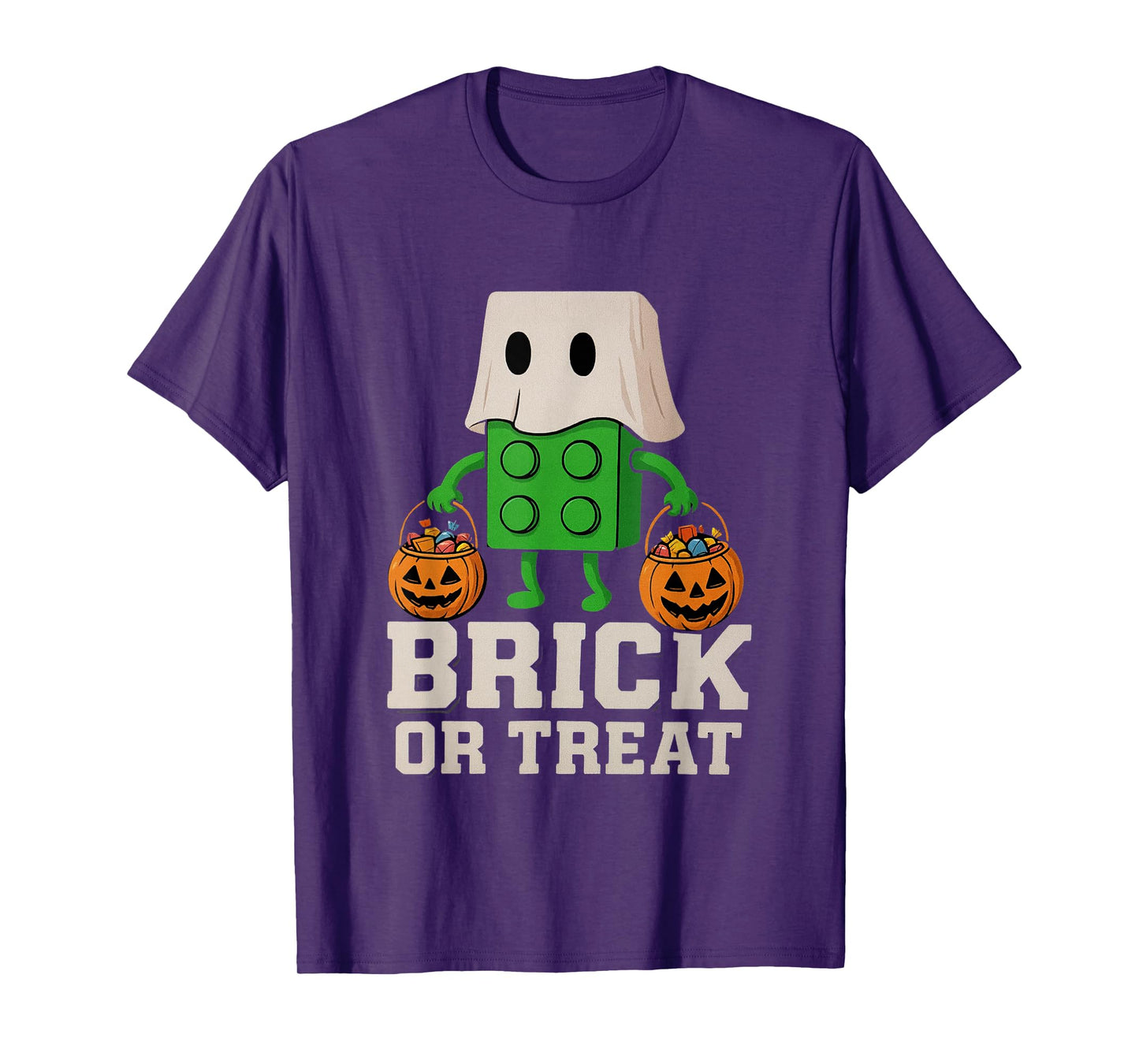 Building Bricks Halloween Brick or Treat Ghost Builder Funny T-Shirt