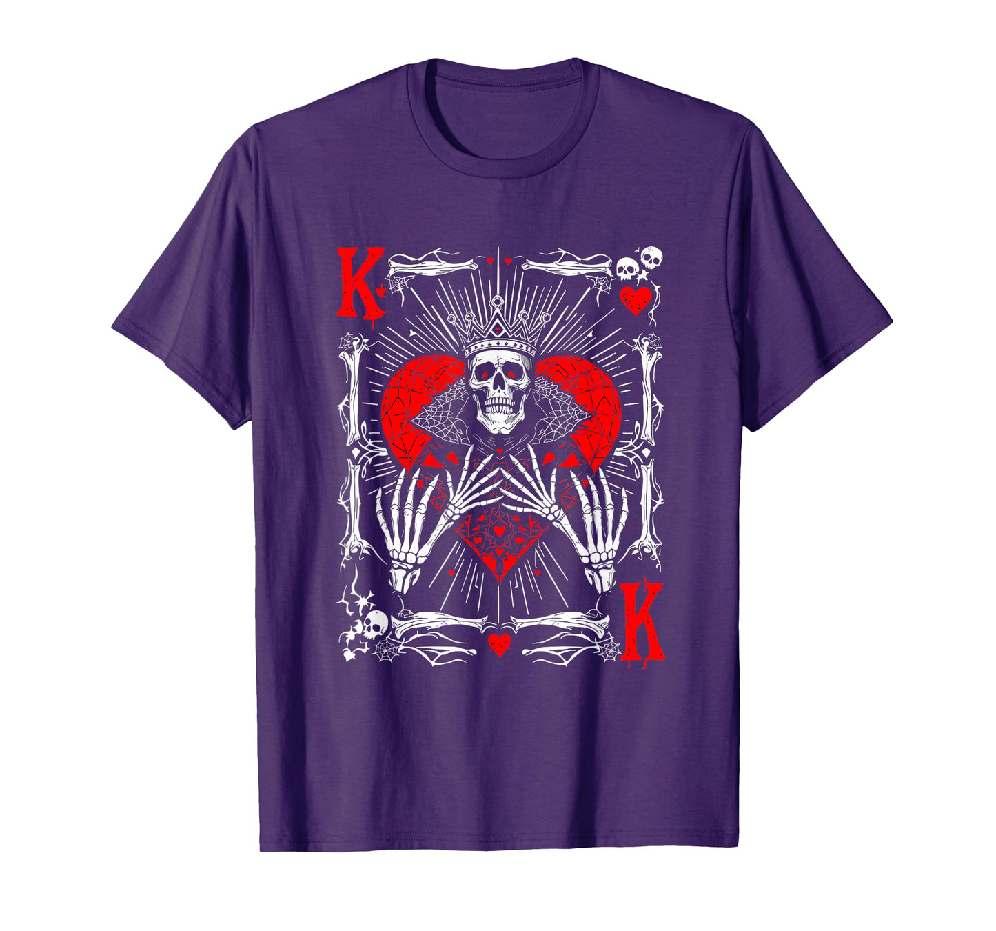 Creepy Skeleton King of Hearts Halloween Playing Card Fun T-Shirt